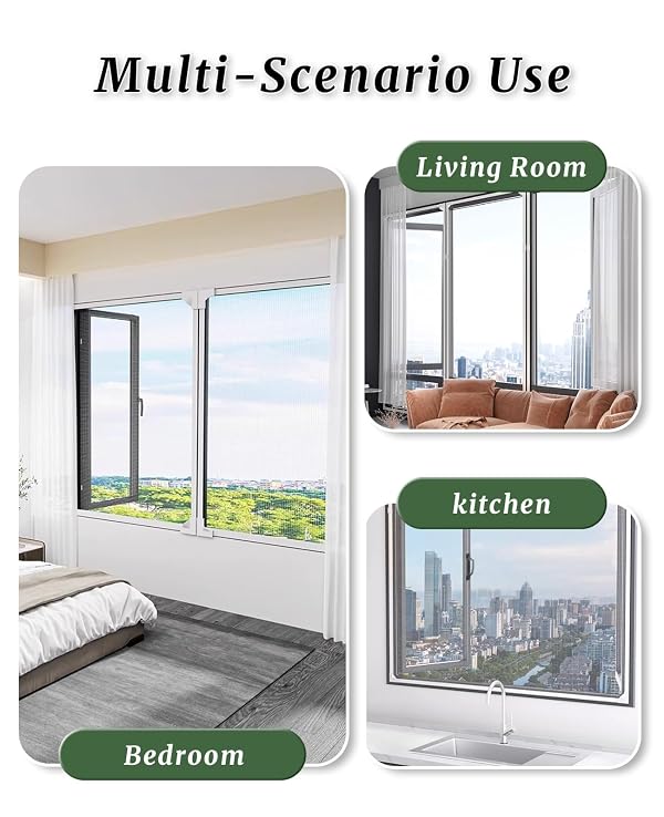 UULANFA Magnetic Window Screen - No Drill Easy Install DIY Cut to Fit Removable Bug Proof Mesh Screen for House Windows Apartments Grey （White Frame）47 * 51 by UULANFA - Image 7