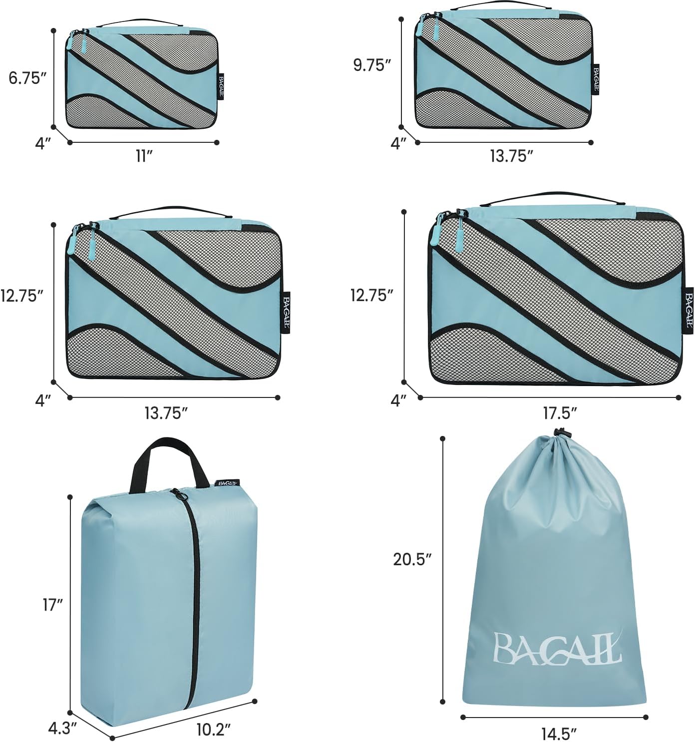 BAGAIL 6 Set Packing Cubes,Travel Luggage Packing Organizers - Image 2