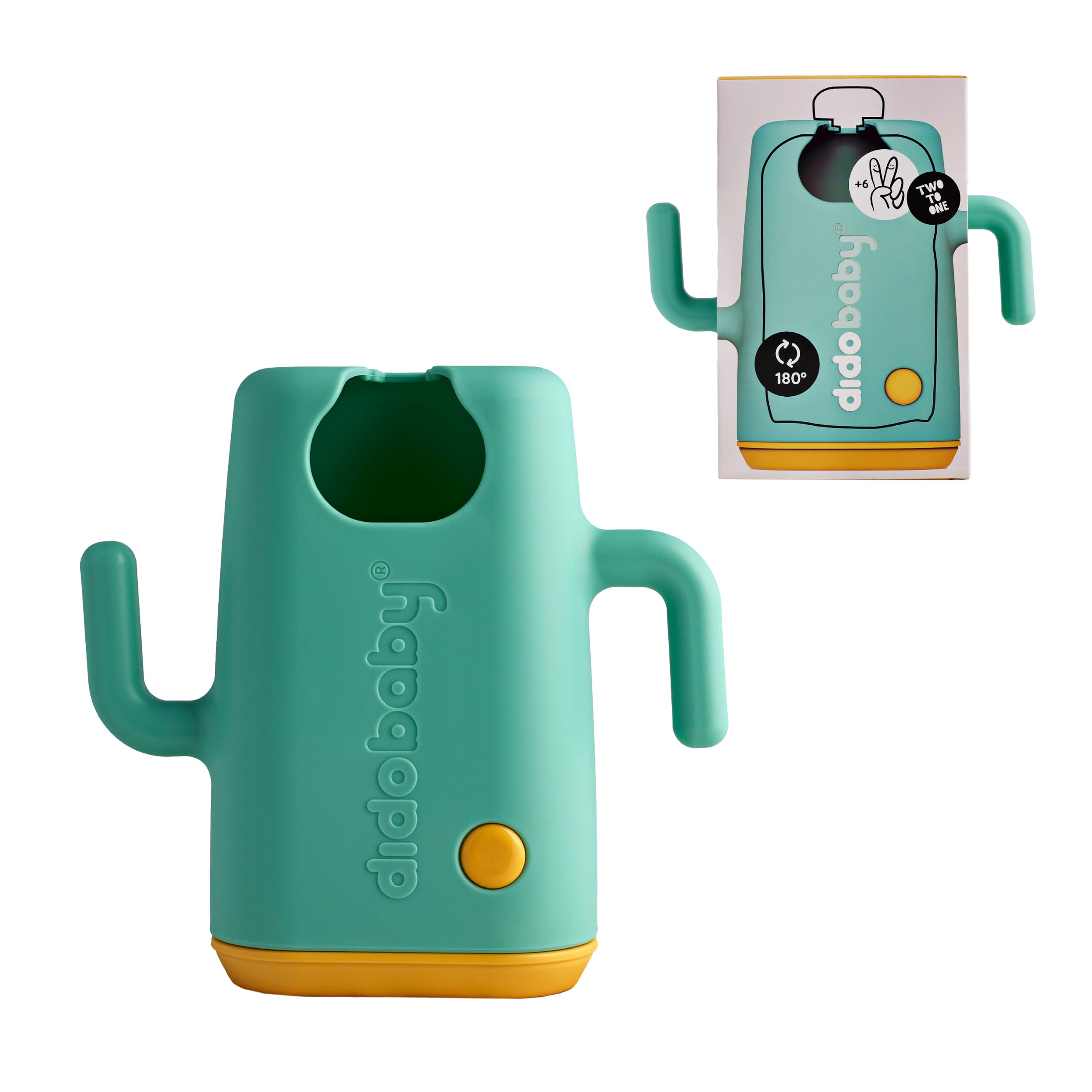 DIDOBABY Didopoucher - Squeeze Proof Holder for Food Pouches - Allows Baby to Self-Feed and Avoid Messes - 2 in 1, Also for Drink Boxes - Encourages Self-Feeding - Ergonomic Handles - Turquoise