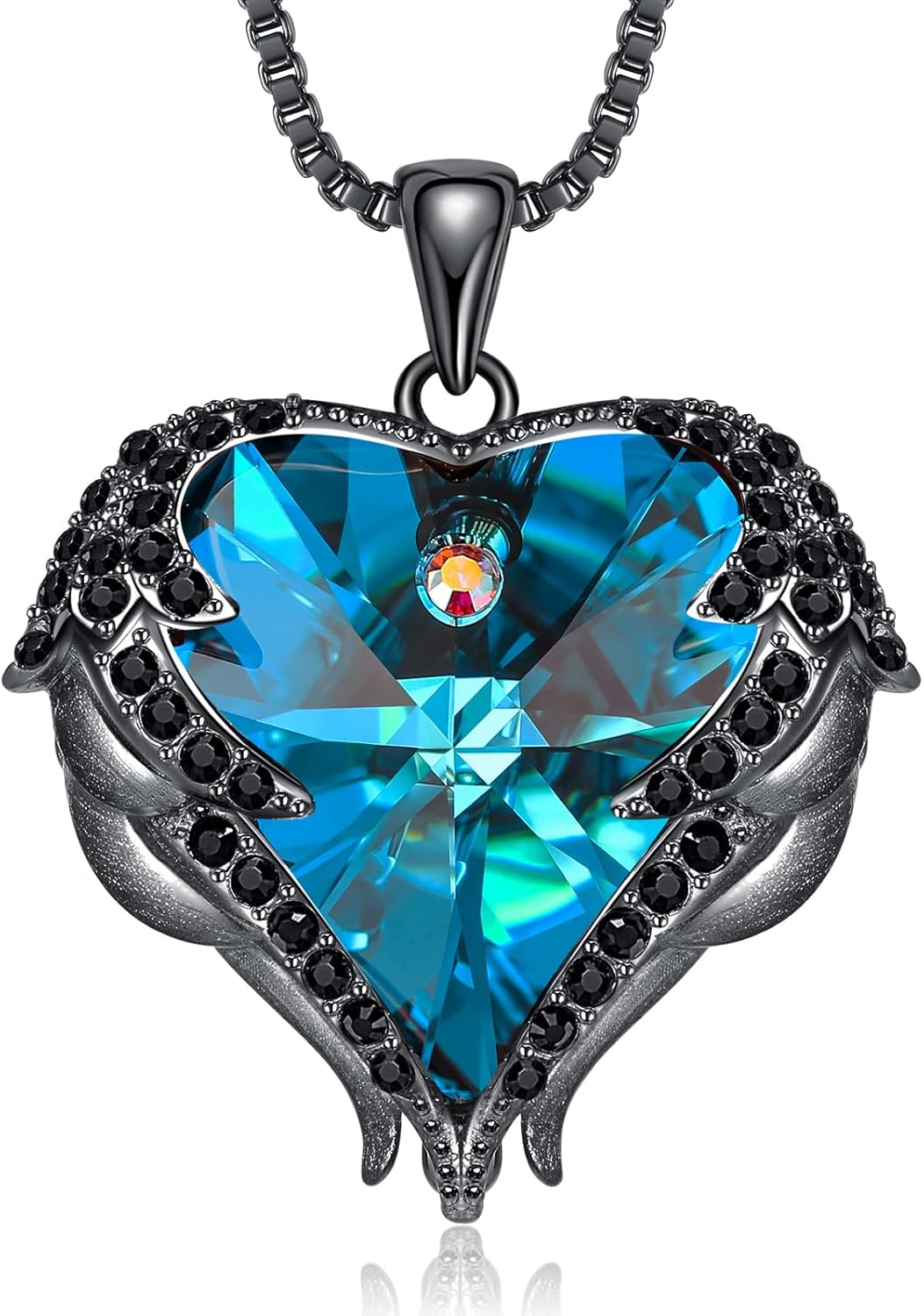 CDE Valentines Day Gifts for Women Angel Wings Necklace for Women with Birthstone, Love Heart Silver Tone/Gold Tone Pendant, Ideal Anniversary or Birthday Jewelry Gifts for Wife Girlfriend Her