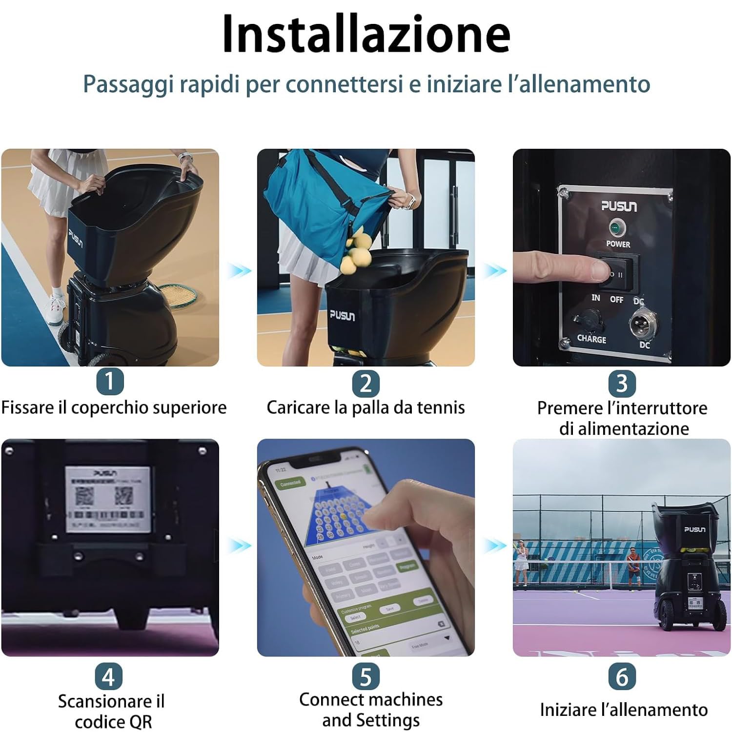 Maszyna do piłek tenisowych PT-Smart — automatyczna przenośna wyrzutnia/miotacz piłek tenisowych do treningu i ćwiczeń graczy na każdym poziomie — zaprogramowane i niestandardowe ćwiczenia
