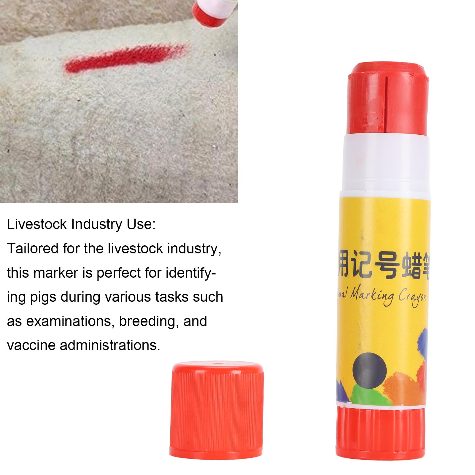 24 matite per segnare il bestiame, matita per la marcatura dei maiali, per pecore, mucche e bovini, strumento di marcatura in cera ABS resistente con tracce chiare e stabili (Rossa)