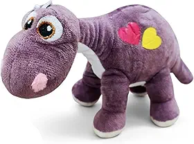 Ursinho Baby Dino Dinossauro de Pelúcia Branquiossauro Com Olhos Bordados, 30cm, Verde, Roxo e Azul, Antialérgico, Para Meninos e Meninas (ROXO)