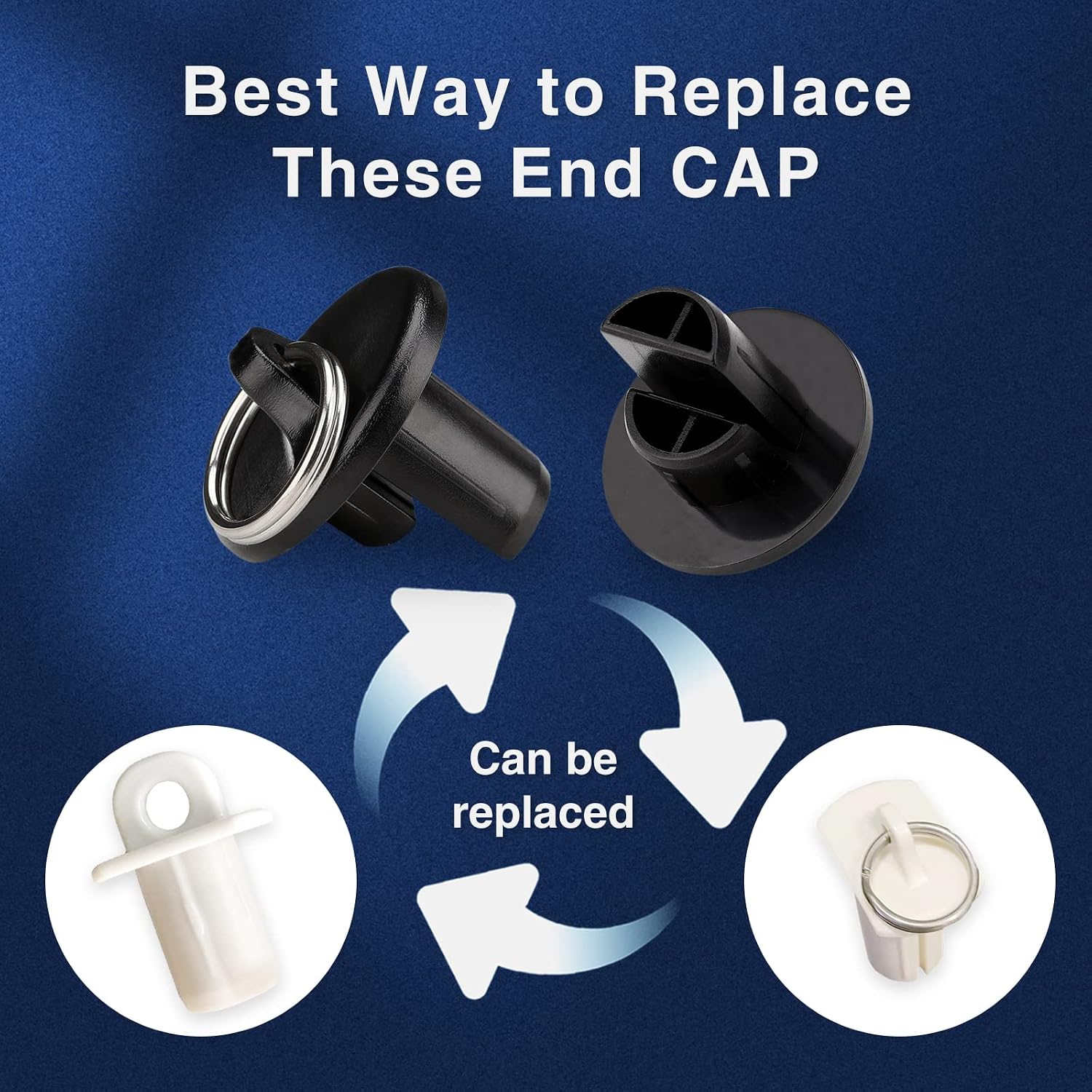 Sun Shade Parts Replacement Parts End Cap with Ring,Double Strength