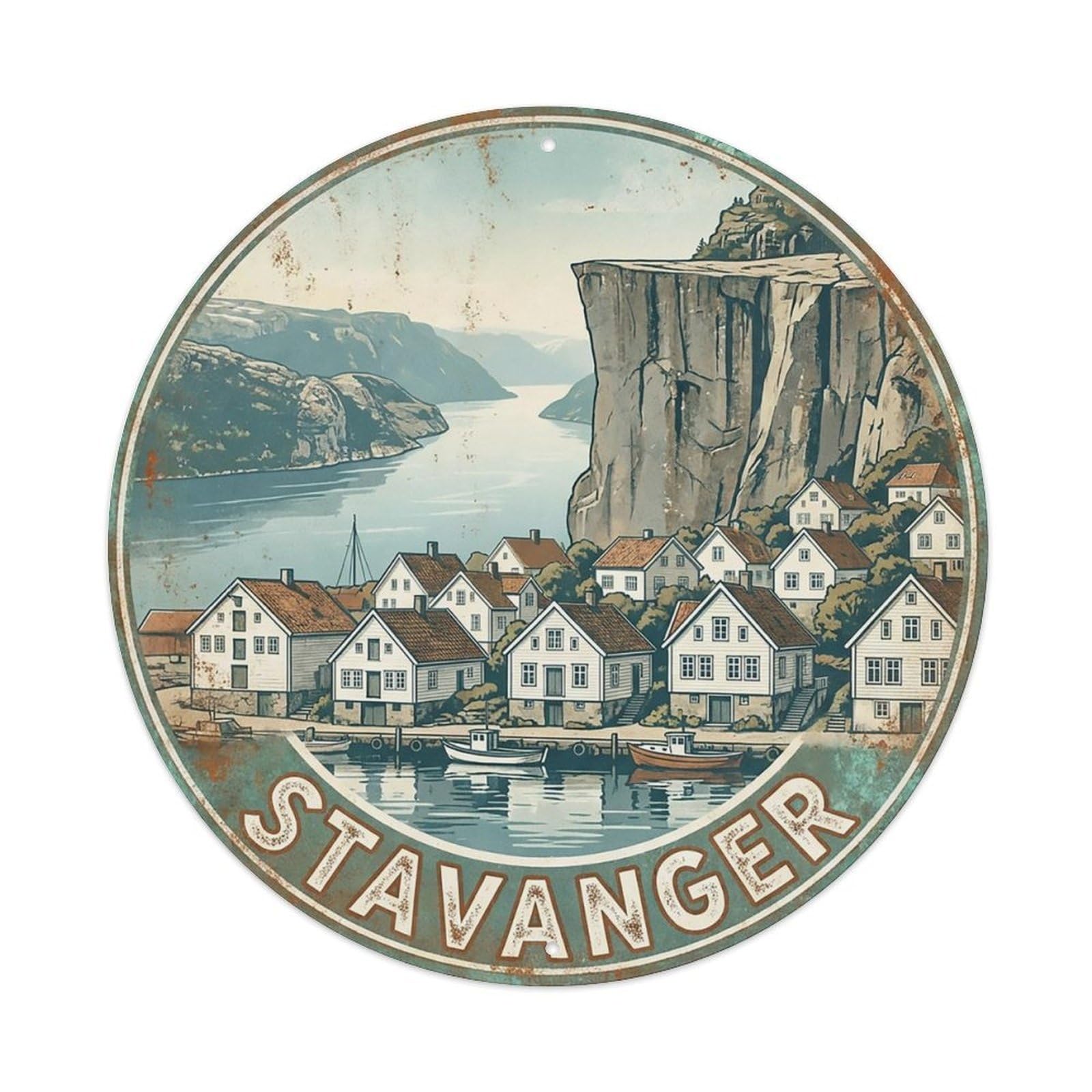 Norway Vintage Travel Stavanger Metal Tin Sign