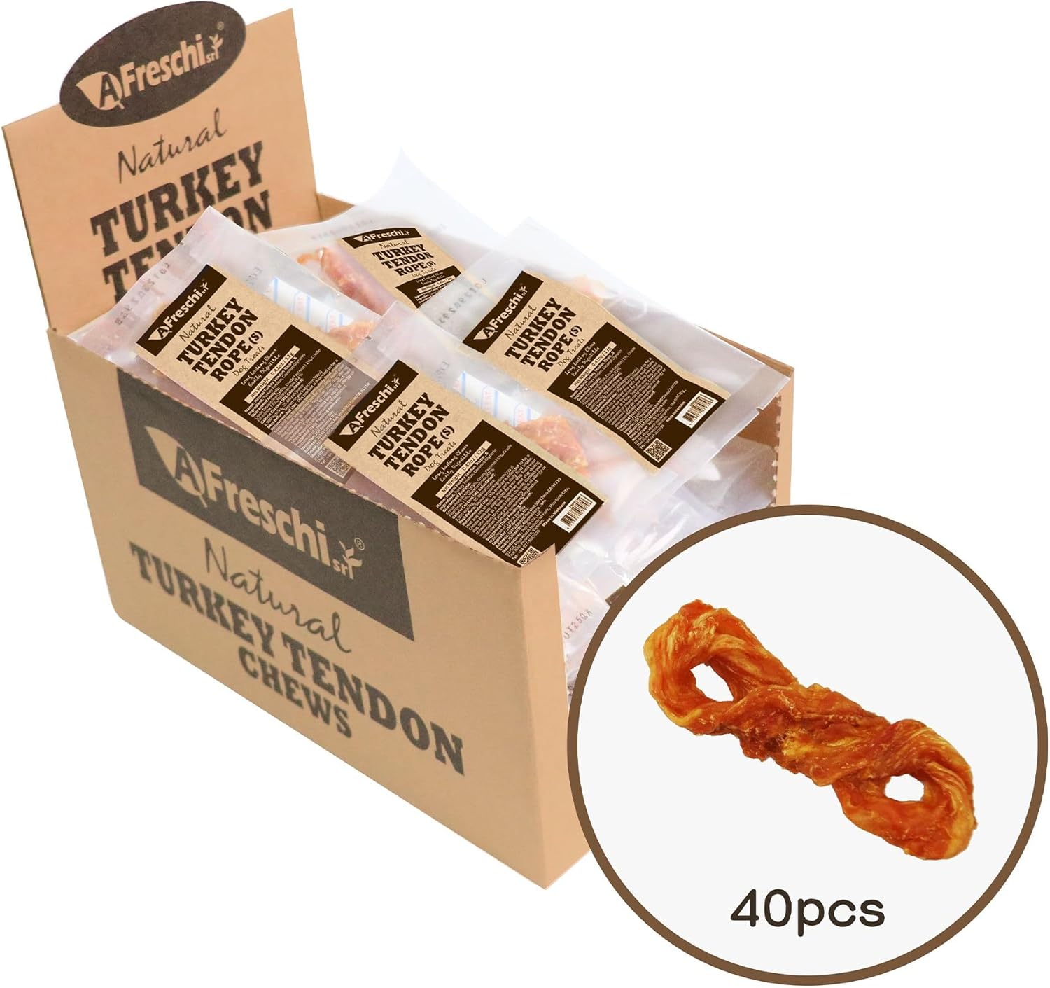 Afreschi Turkey Tendon for Dogs, Dog Treats for Signature