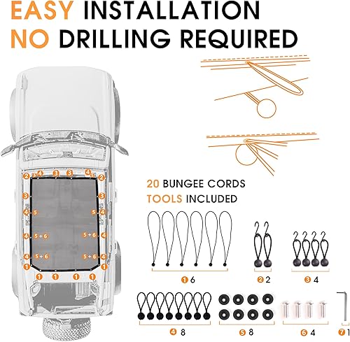 Miniatura 2 de BESTAOO Parasol para Ford Bronco Accesorios 2021 2022 2023 2024 2025 4 Puertas, Parasol de Malla Completa Bimini para Parabrisas Delantero y Trasero