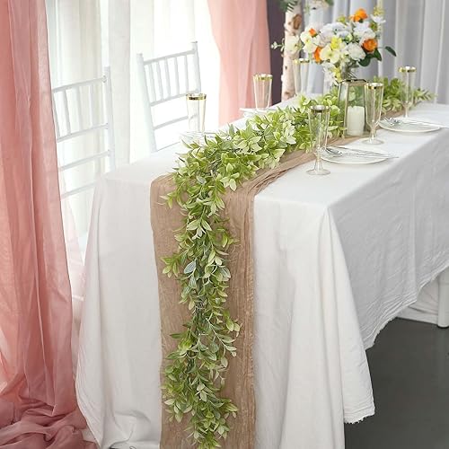 Miniatura 2 de Efavormart - Guirnalda artificial de hojas de tetragona, peperomia errante, 6.5 pies, color verde