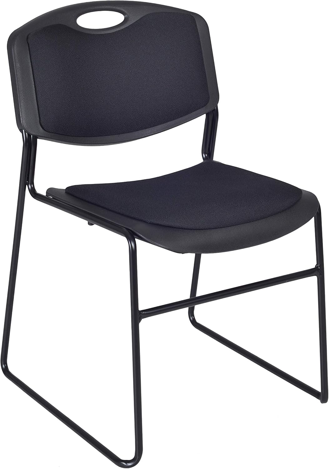 Romig Regency Zeng Padded Seat and Back 400lb Capacity Stackable Chair – Heavy-Duty Metal Frame with Durable Plastic Seat, Space-Saving & Versatile for Offices, Classrooms & Events (Black, 4 Pack)