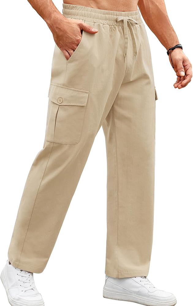 COOFANDY Mens Open Bottom Cargo Sweatpants for Men with Pockets