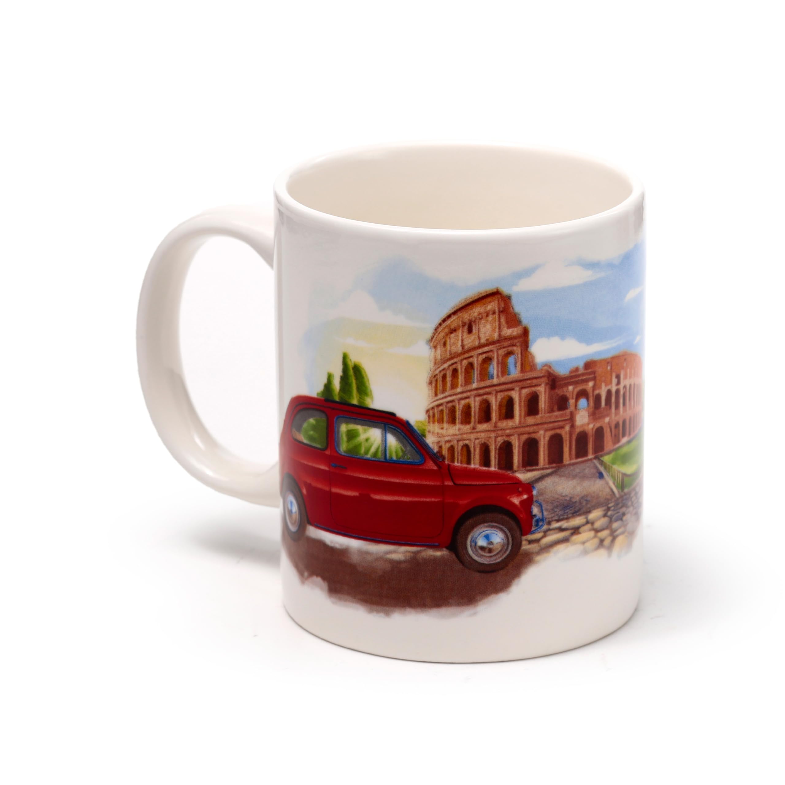 Puckator Fiat 500 Rome Porcelain Mug - Funny Home Accessories - Cute Gifts for Girlfriend - Large Mugs for Men Women Hot Drinks - Cute Cups Presents - Secret Santa Gift - Cup Set