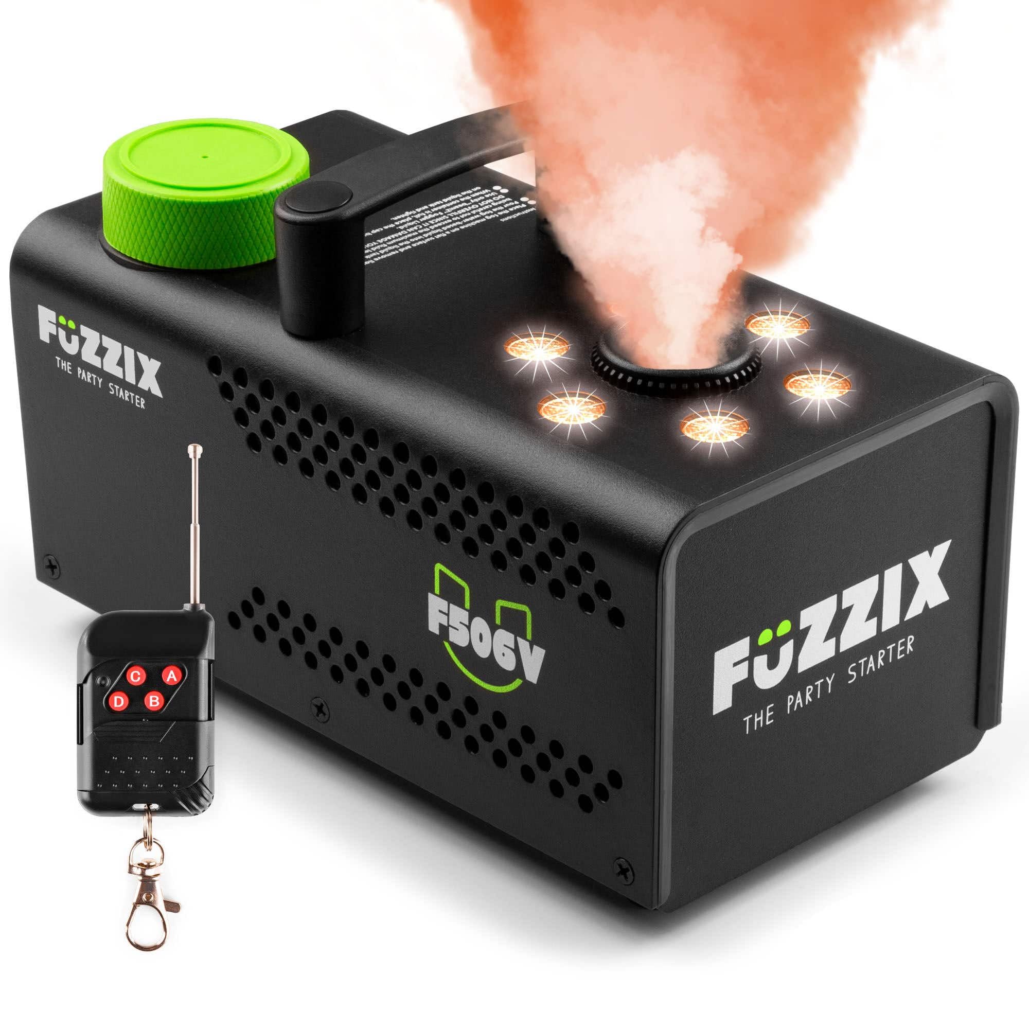Fuzzix F506V – Máquina de humo vertical profesional con 6 LEDs RGB, función estrobo, mando a distancia inalámbrico, 1L de líquido incluido, ideal para fiestas, eventos y espectáculos