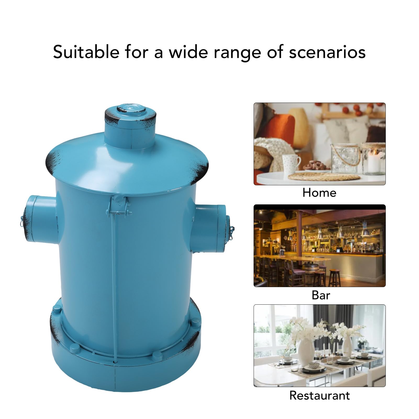 Bote de Basura Retro para Boca de Incendios, Bote de Basura con Pedal de Hierro Forjado de Gran Capacidad, Decoración Europea única de Arte de Hierro para el Hogar y la Oficina (azul claro)