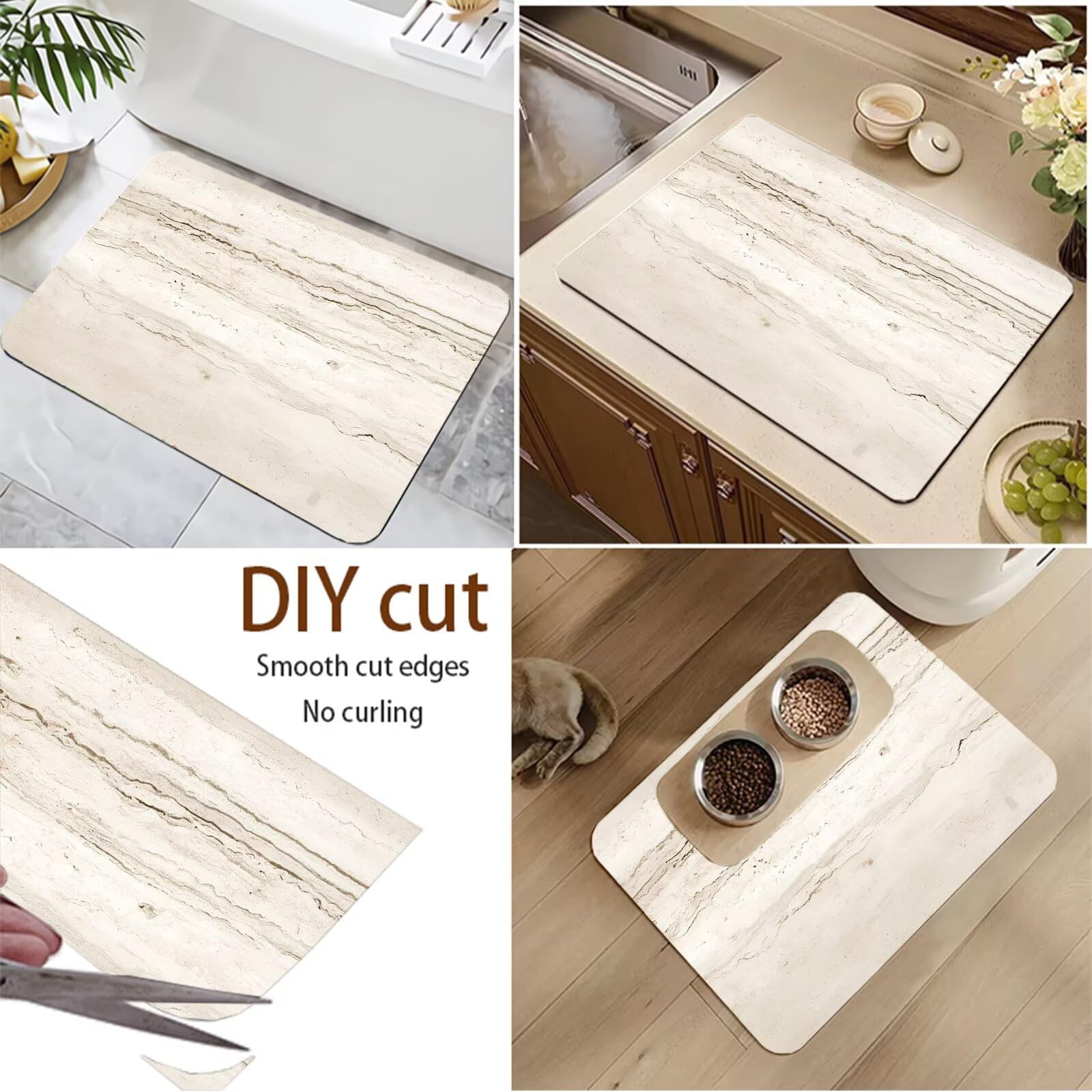 Alfombra de Baño Antideslizante, Alfombrilla Baño Diatomita Lavable a Máquina 70x140cm, Alfombra Cocina Súper Absorbente, Alfombras Cocina de Secado Rápido, Rug para Entrada Bañera Ducha Beige 7-100