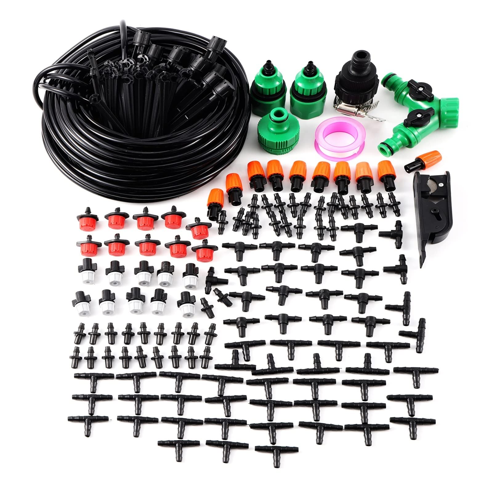 Tropfbewässerungs-Set Einstellbares Zerstäubungsspray Tropfbewässerungssystem DIY Pflanzenbewässerungsset Garten Rasen Gemüse Blume Bewässerung Ausrüstungsset (Farbe: 15 m Kit)