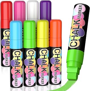 Jumbo Chalk Window Markers for Cars Glass Washable - 8 Colors Liquid Chalk Markers Pen With 15mm Wide Tips, Chalkboard Markers, Window Paint Markers for Car Decoration, Auto Glass, Poster, Business