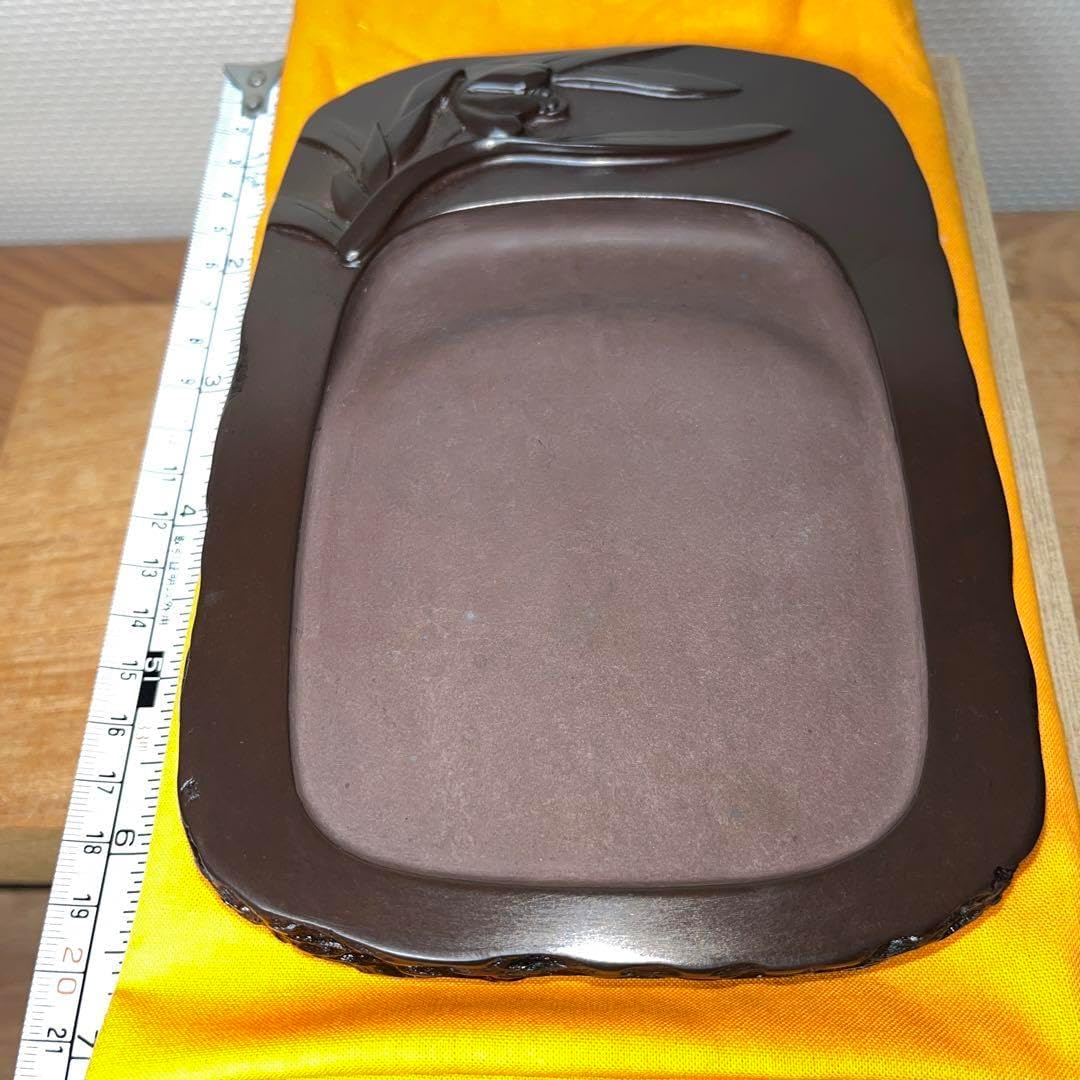 赤間硯 蘭文研 伝統工芸士 下井唯石 1.2kg超 共桐箱⭕️赤間硯 野面硯