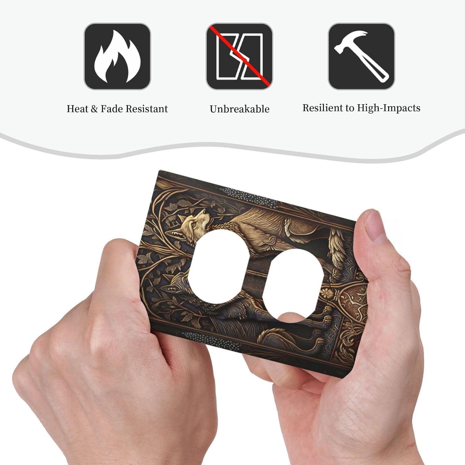 Medieval Wolves Animal Vintage Print Outlet Covers 1 Gang Duplex Light Switch Cover Decorative Switch Plates Electrical Receptacle Faceplate Wall Plate for Farmhouse Home Decor
