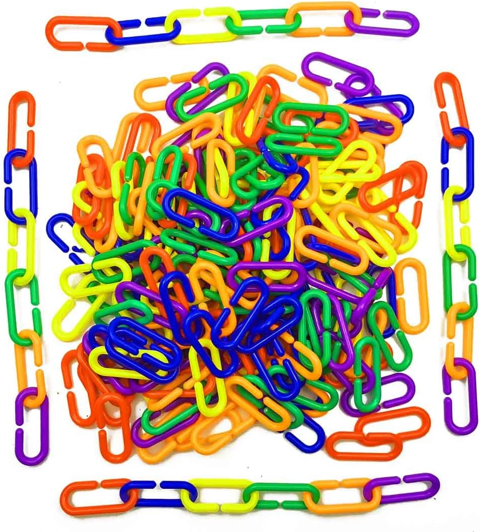Aisicondan 240pcs Link C-Clips Hooks Chain Links C-Links Children's Learning Toy Small Pet Rat Parrot Bird Toy (Rainbow)