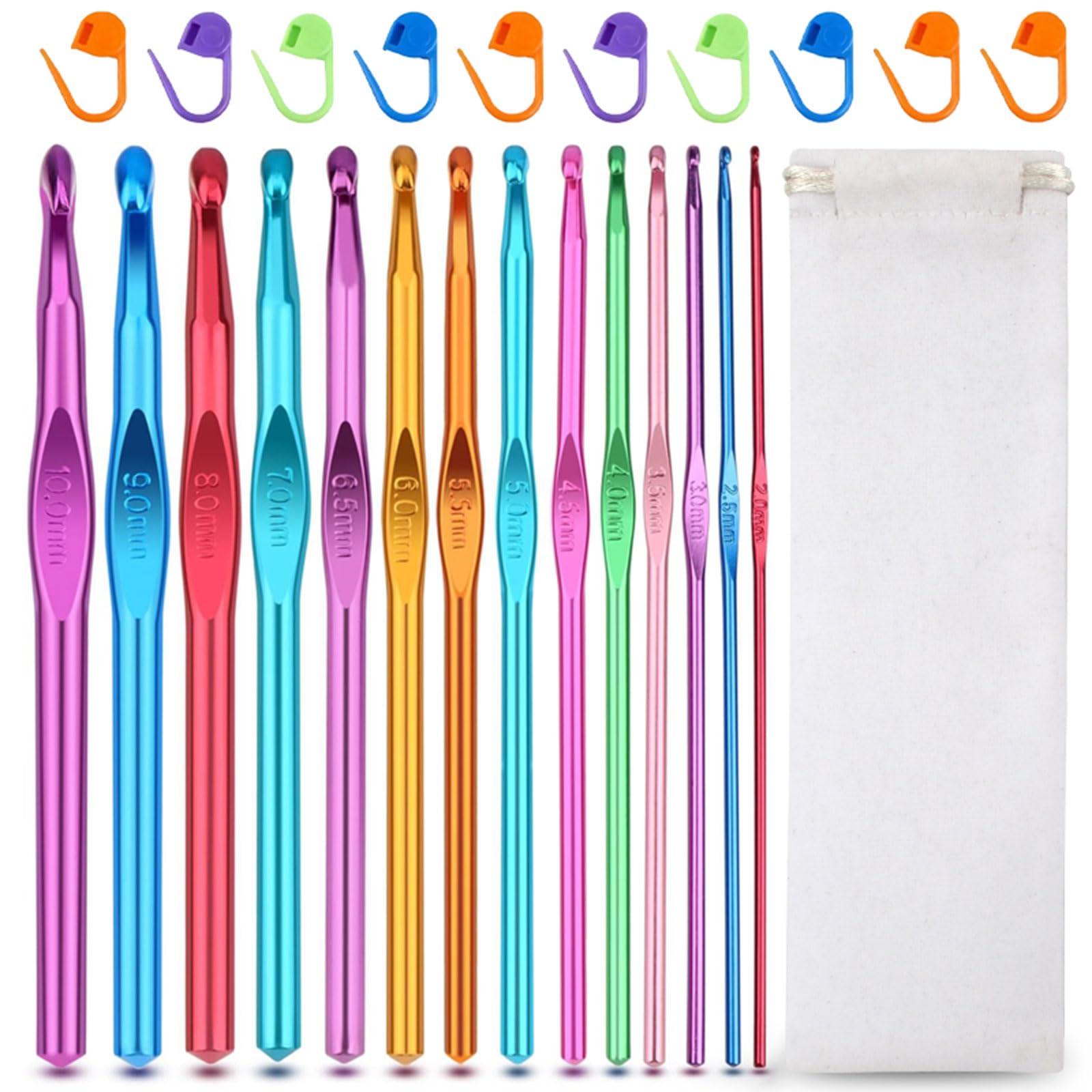 Tsophreniq Needle Set Crochet Hooks Ergonomic Knitting Needle Stitches Marker Sweater Hand Knitting Craft Crochet Hook Set Craft Supplies Accessories Yarn Crafting Tool