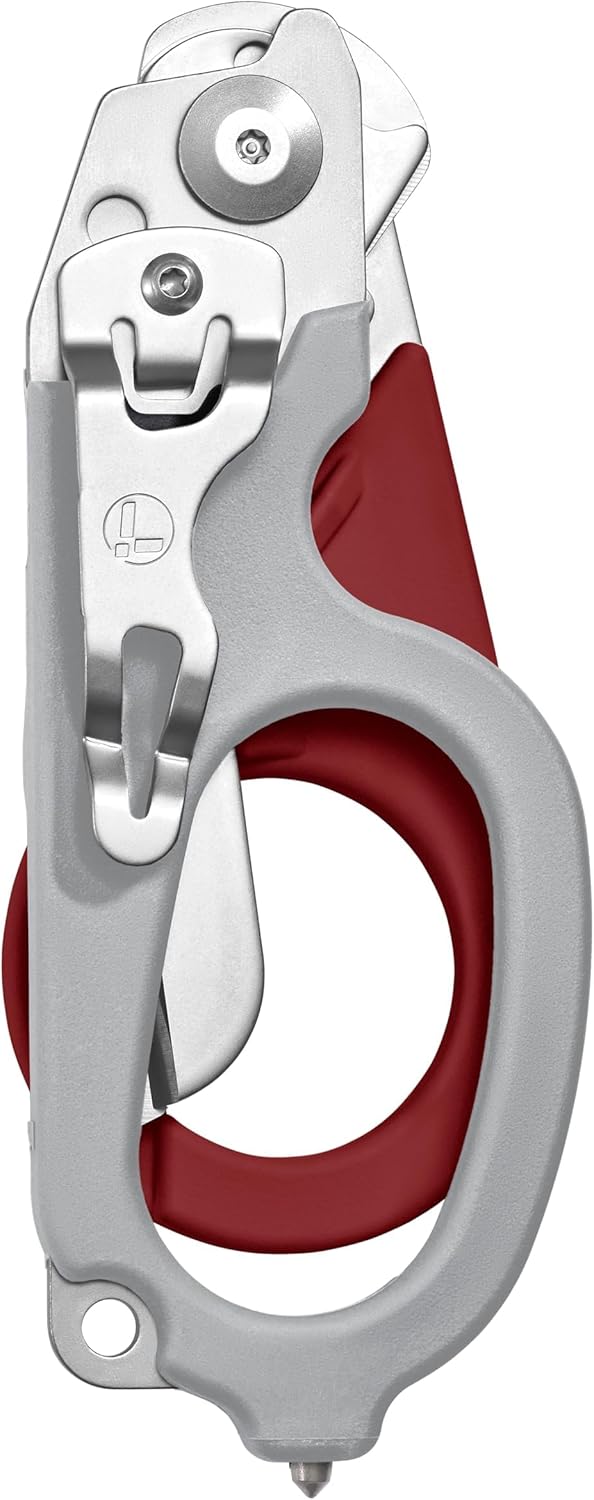 LEATHERMAN, Raptor Rescue, 6-in-1 Heavy-Duty Emergency/Trauma Shears with Carbide Glass Breaker & Strap Cutter, Made in the USA, Garnet