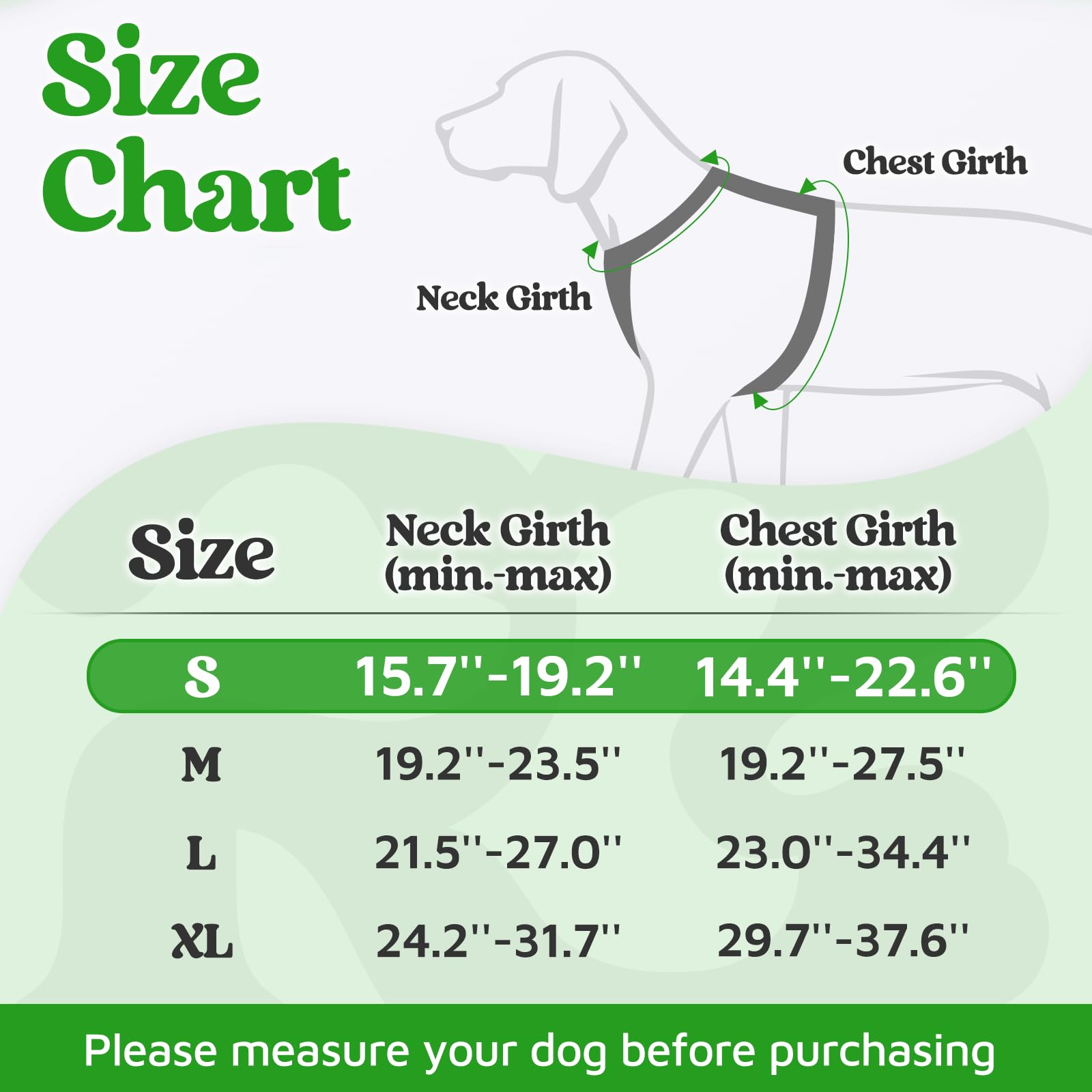 rabbitgoo Harnais pour chien de petite taille, anti-traction avec 3 boucles, harnais rembourré doux réglable avec poignée de contrôle facile et bandes réfléchissantes, vert, taille S