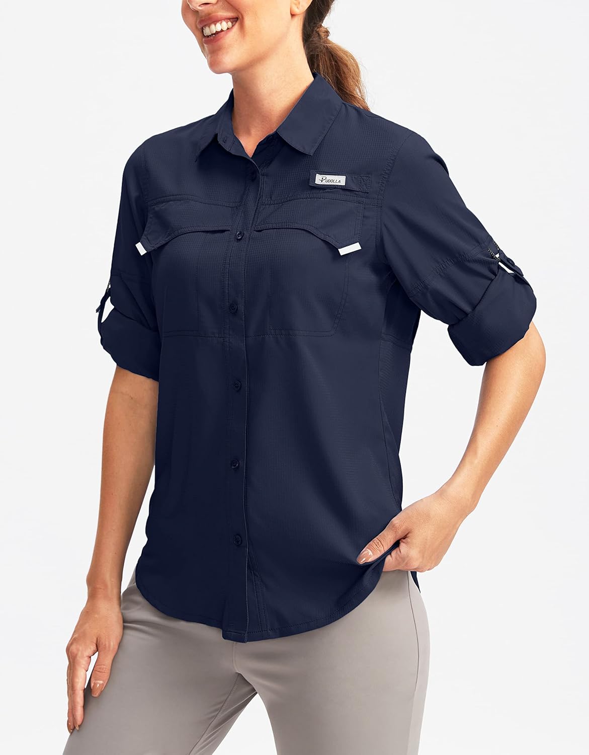 Pudolla Women's UPF 50+ UV Sun Protection Shirts Long Sleeve Fishing Hiking Shirt Cool Lightweight Travel Safari Shirts - Image 2