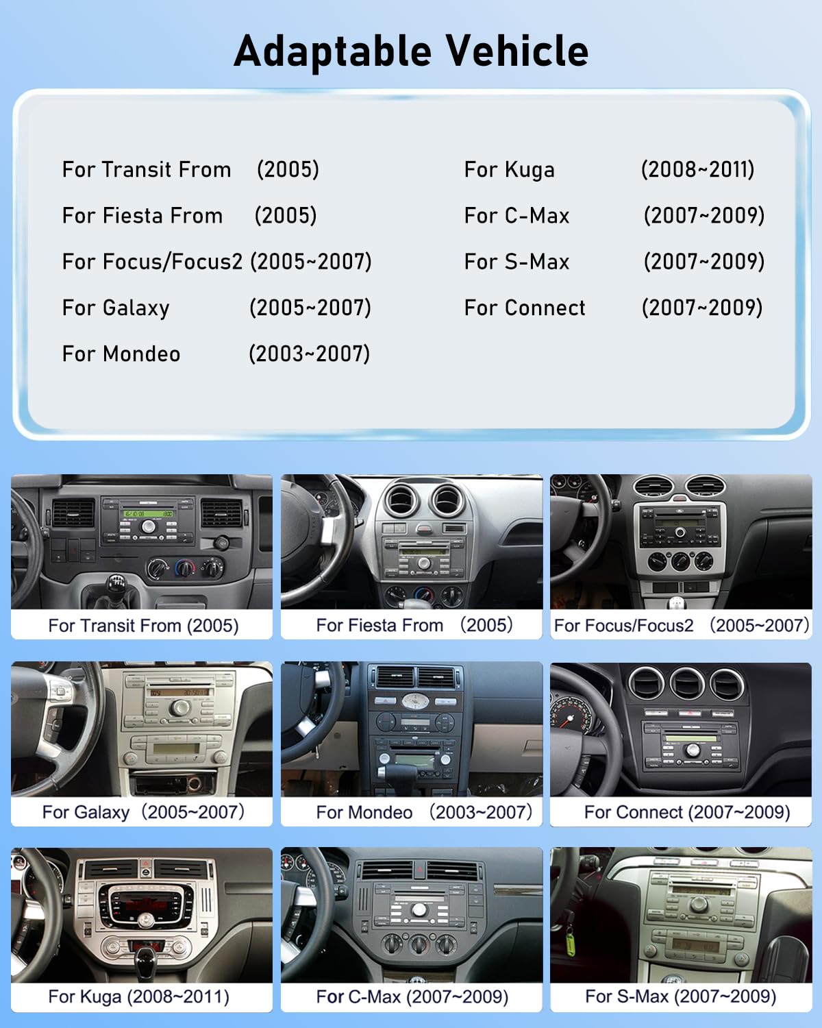NHOPEEW 2+64G Autoradio per Ford Transit Fiesta Focus Galaxy Mondeo Fusion per Kuga C-Max S-Max Connect con Carplay&Android Auto - 7 pollici Radio Supporto WiFi GPS SWC + Backup Camera&Mic