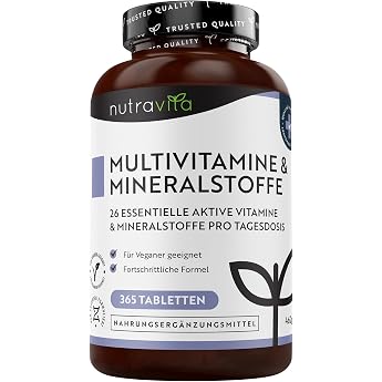 Multivitamins &amp; Minerals, 365 Vegan Multivitamin Tablets, Supply for 1 Year, Multivitamin Tablets for Men and Women with 26 E