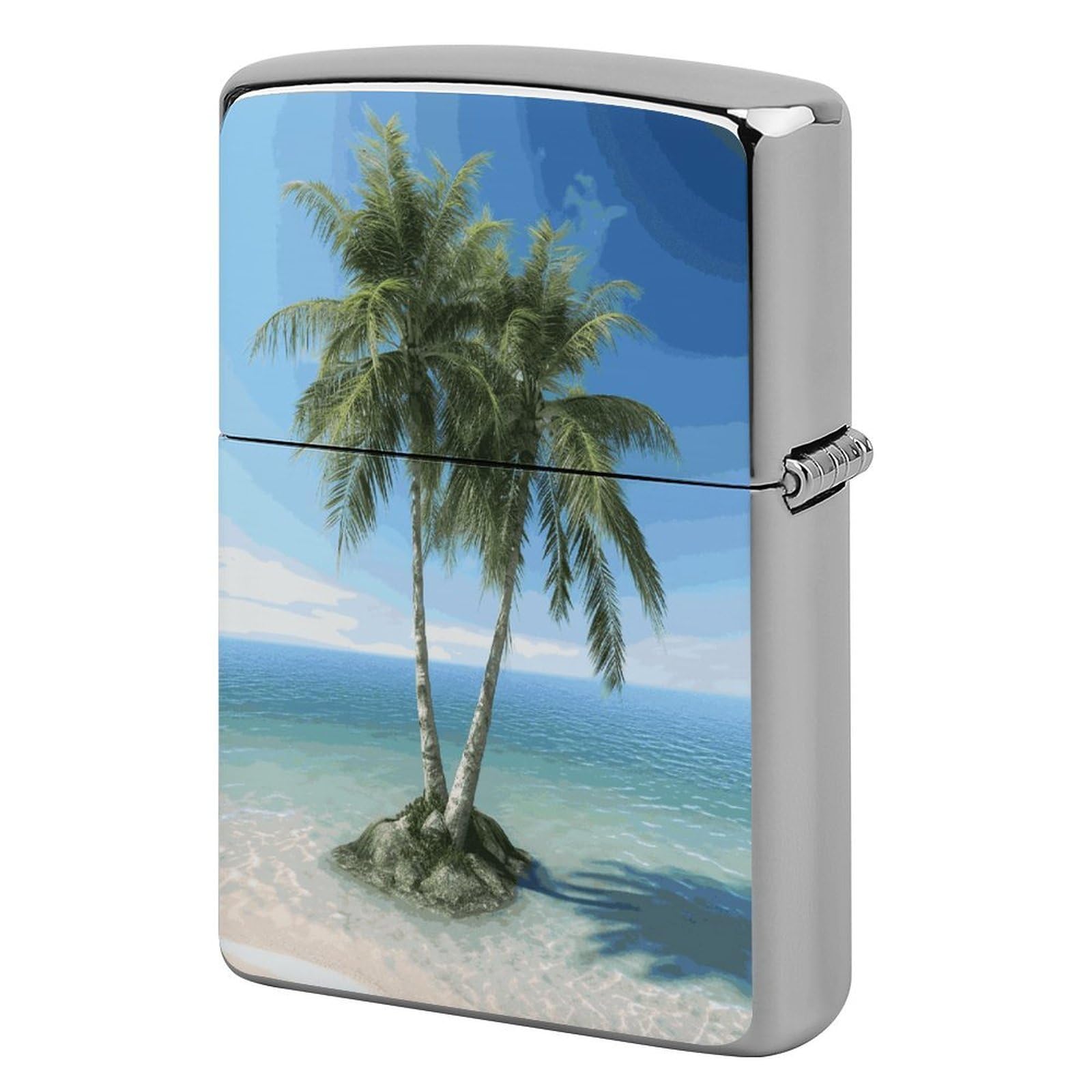Btcowzrv Style Sea Palm Trees Metal Lighter Case Sleeve Cover Holder