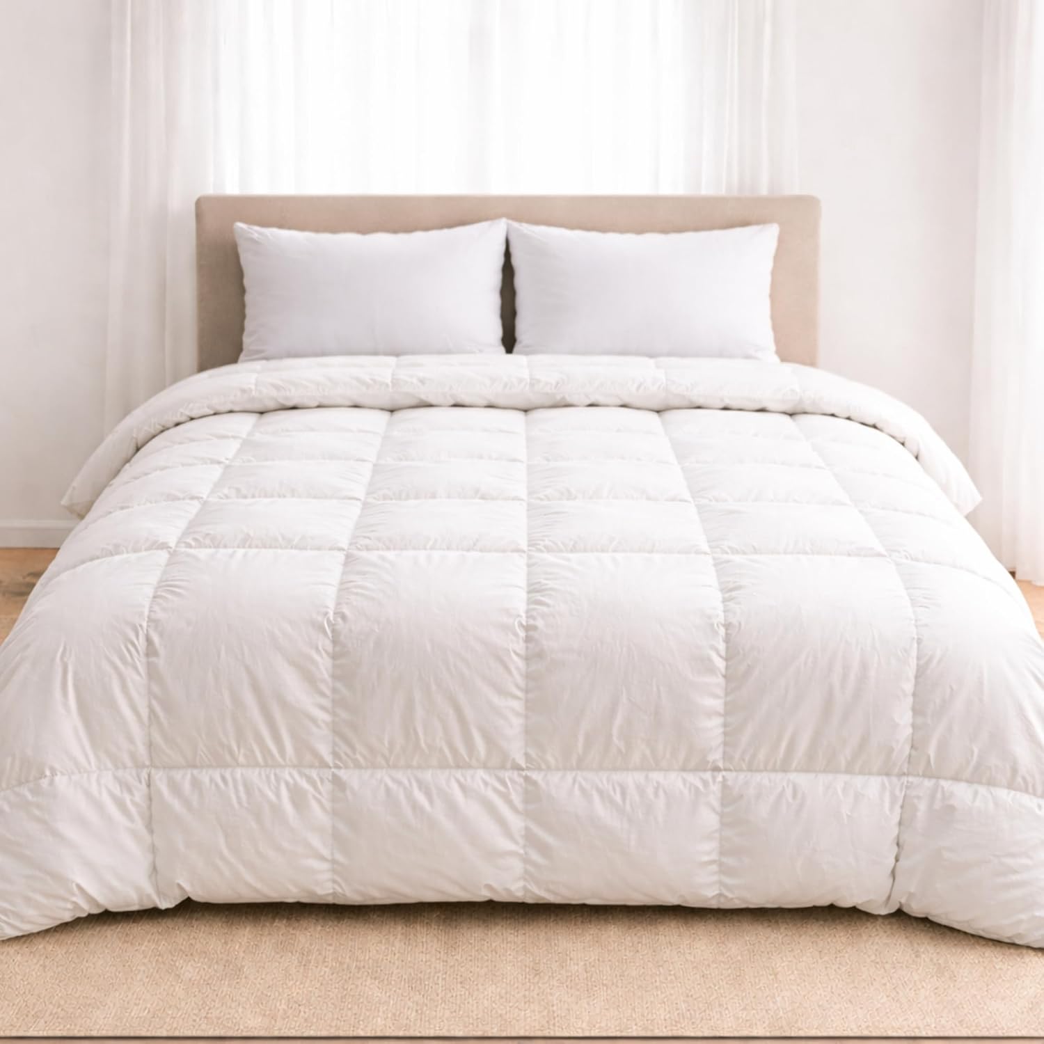 Continental Bedding Wool and Down Blend Comforter All Season Duvet Insert 300 Thread Count 100% Cotton Cover