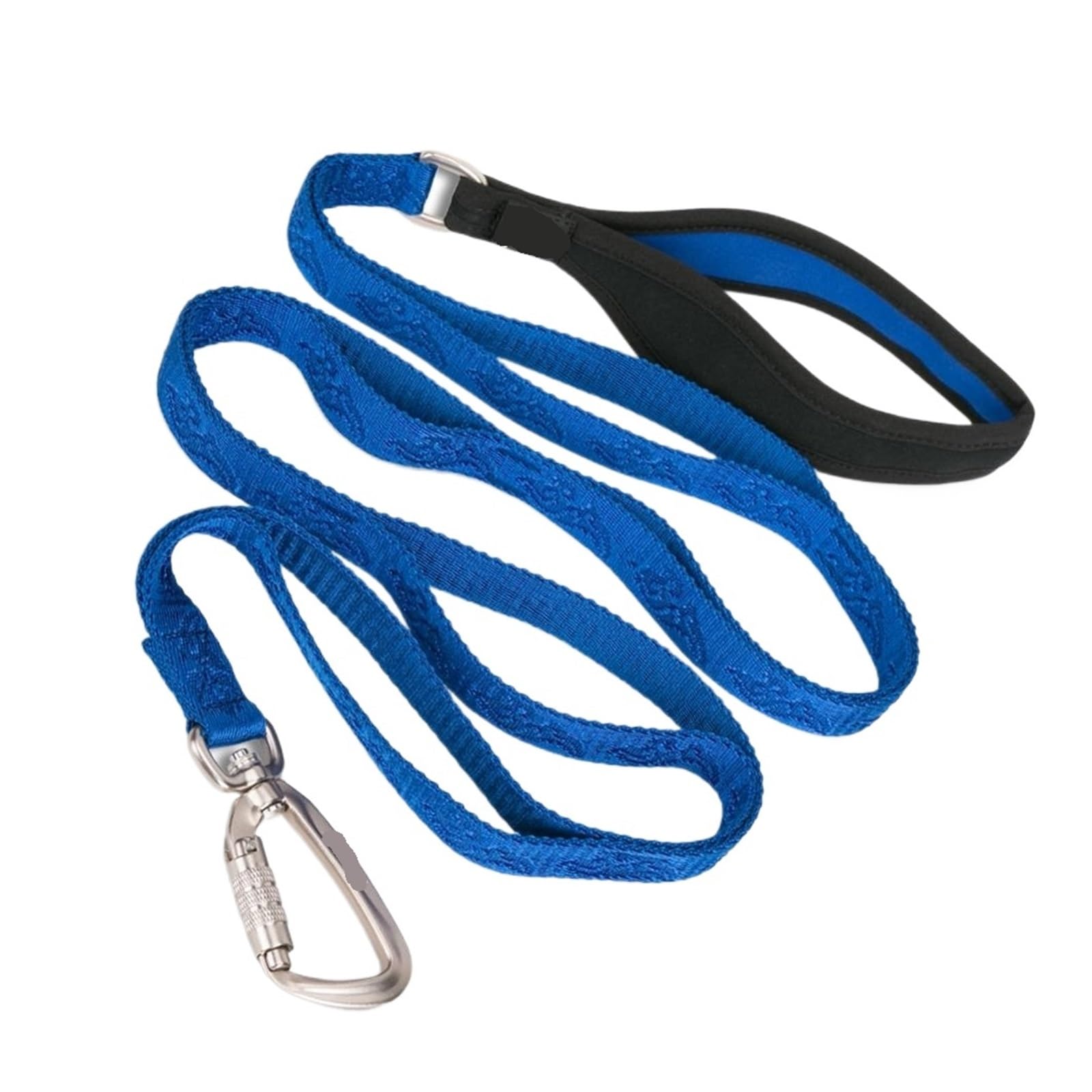 Laisse pour animaux contre les tractions brusques, nylon bleu M et alliage zinc antichoc