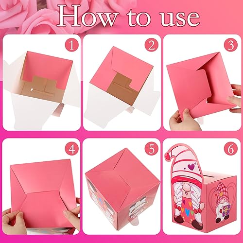 Miniatura 4 de Tarjetas de San Valentín para niños y buzón para intercambio de aula tarjeta de notas de gnomo para el día de San Valentín y caja de San Valentín