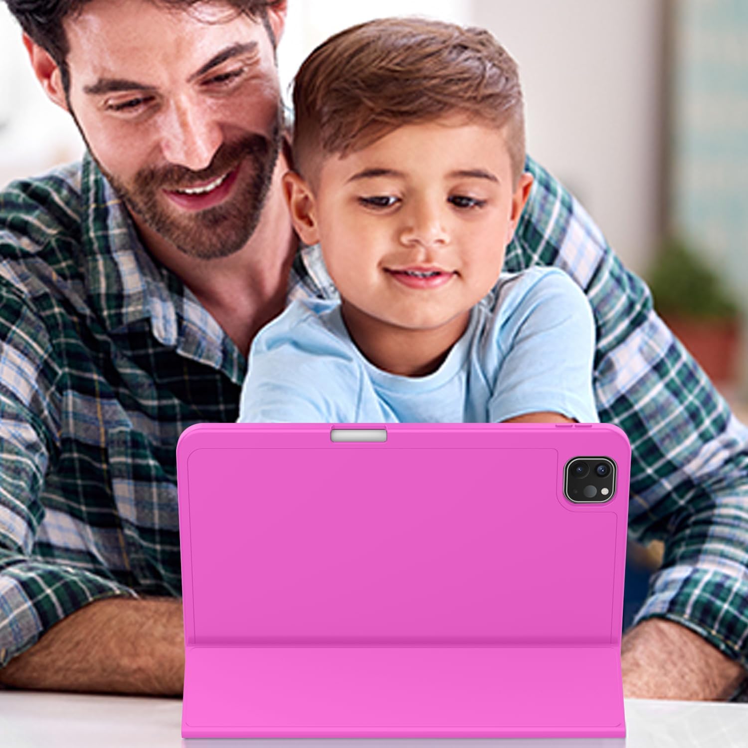 ZryXal iPad Pro 11 Inch Case (M5) 2025/ (M4) 2024 (Model: A2836/A2837/A3006), Trifold Stand Smart Cover with Pencil Holder and Soft TPU Back, Auto Wake/Sleep (Deep Pink)