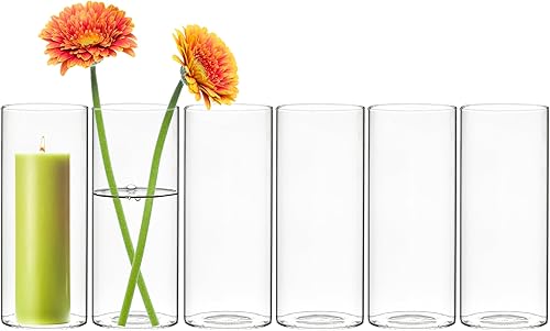 Miniatura 5 de CYS EXCEL Juego de 6 jarrones de cristal pequeños, pequeños jarrones de flores transparentes para centros de mesa de boda, decoración de mesa,