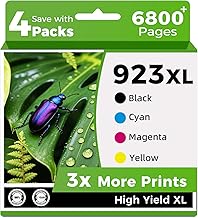 923XL 923e Ink Cartridges Compatible Replacement for HP 923 XL Combo Pack Fit for HP923 Printer 8130e 8138e 8135e Compatible for OfficeJet Pro 8125e 8122e 8139e 8130 8132e Black Cyan Magenta Yellow
