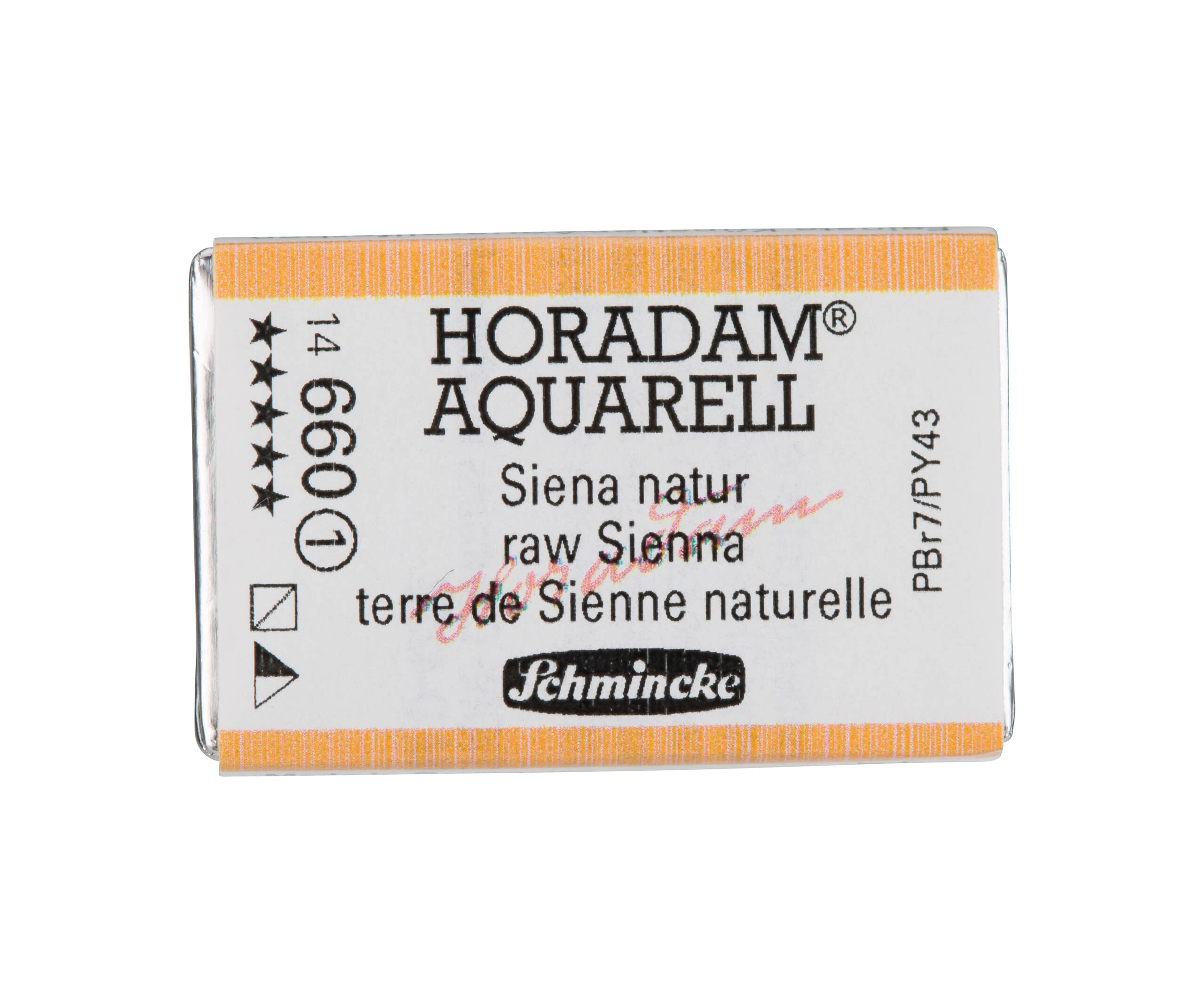 Schmincke - HORADAM® AQUARELL - finest artists' watercolours, 660 Raw Sienna, 14 660 043, 1/1 pan