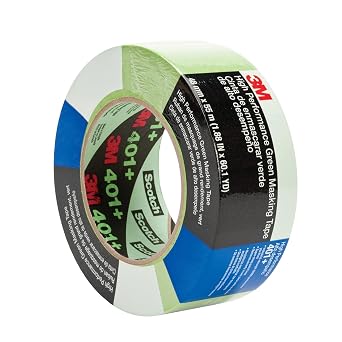 3M Scotch 401+ High Performance Green Masking Tape - 2" x 60 Yards 48mm x 55m Heat Resistant Up to 250 Degrees F, Removes Cleanly, Ideal for Automotive and Industrial Applications