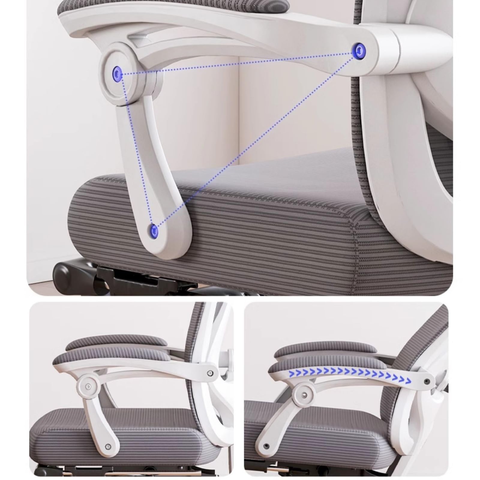 MOLENTS Sedia Da Ufficio Ergonomica In Rete - Schienale Alto Regolabile In 4 Posizioni - Braccioli 3D, Supporto Lombare Adattivo, Poggiatesta 3D, Inclinazione 120° - Certificata BIFMA