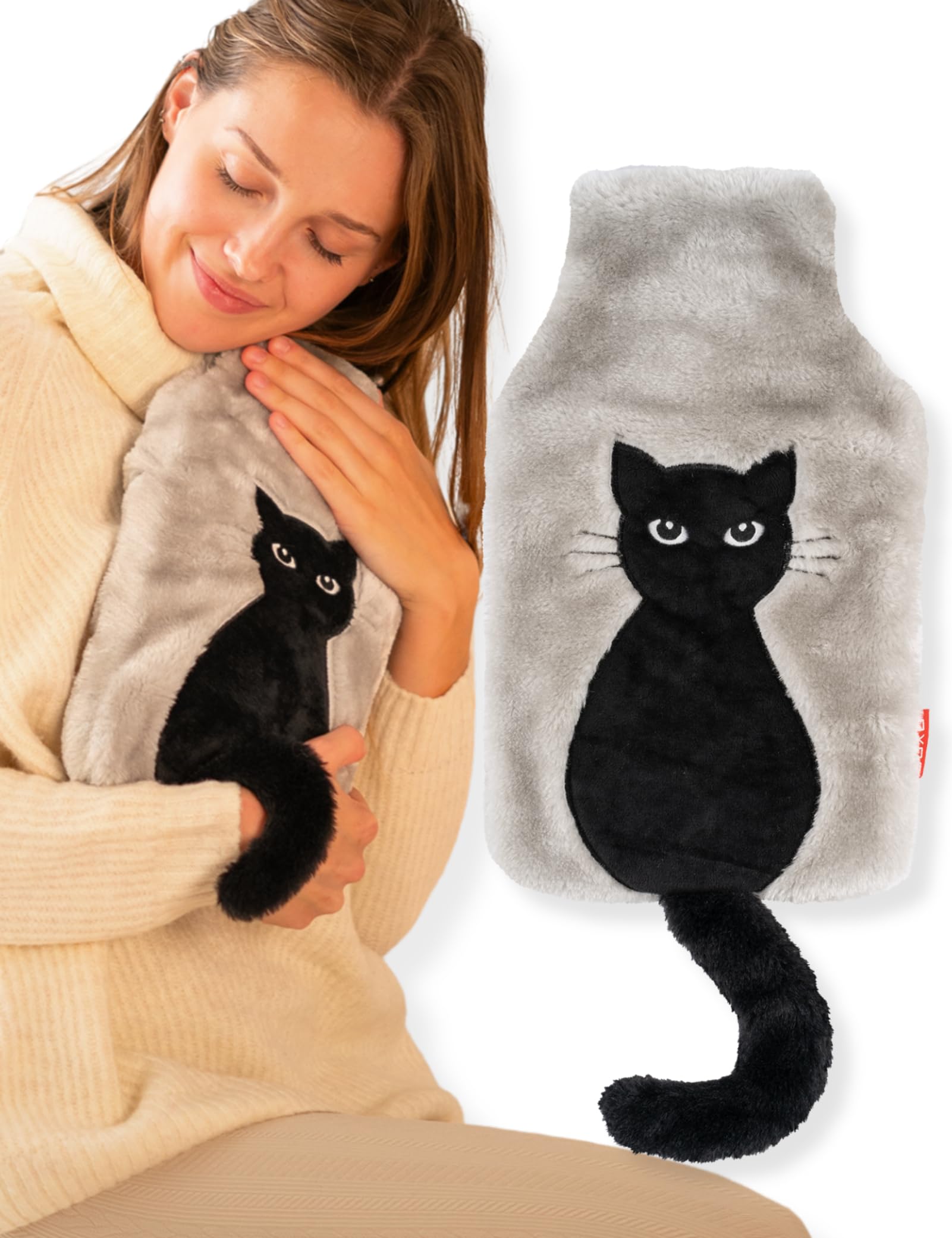 soxo Bouillotte Eau Chaude Cadeau Pour Bebe Peluche Bouillote Anti Colique Enfant Bouillotes Chat Queue