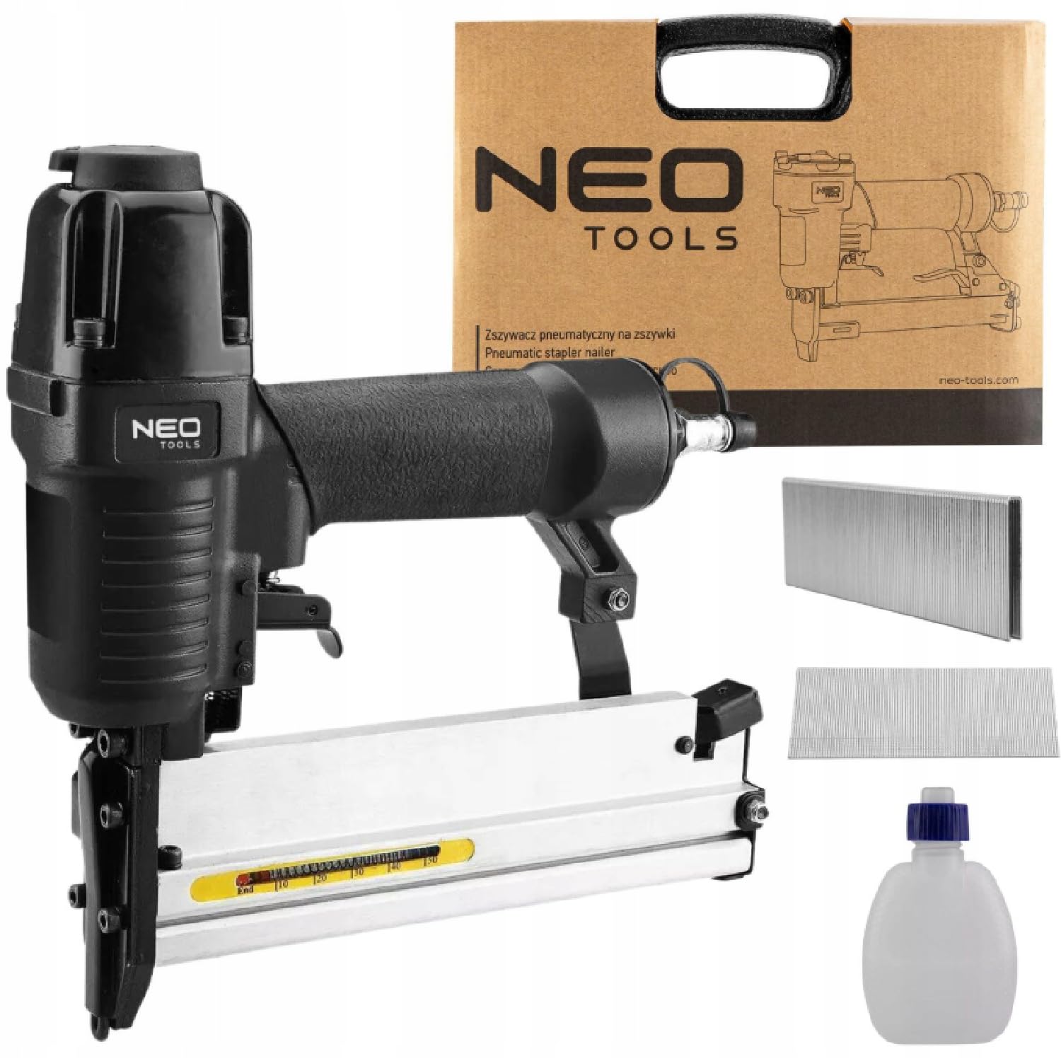 NEO TOOLS Drucklufthefter 6-16mm/10-40mm/15-50mm, Heftklammern