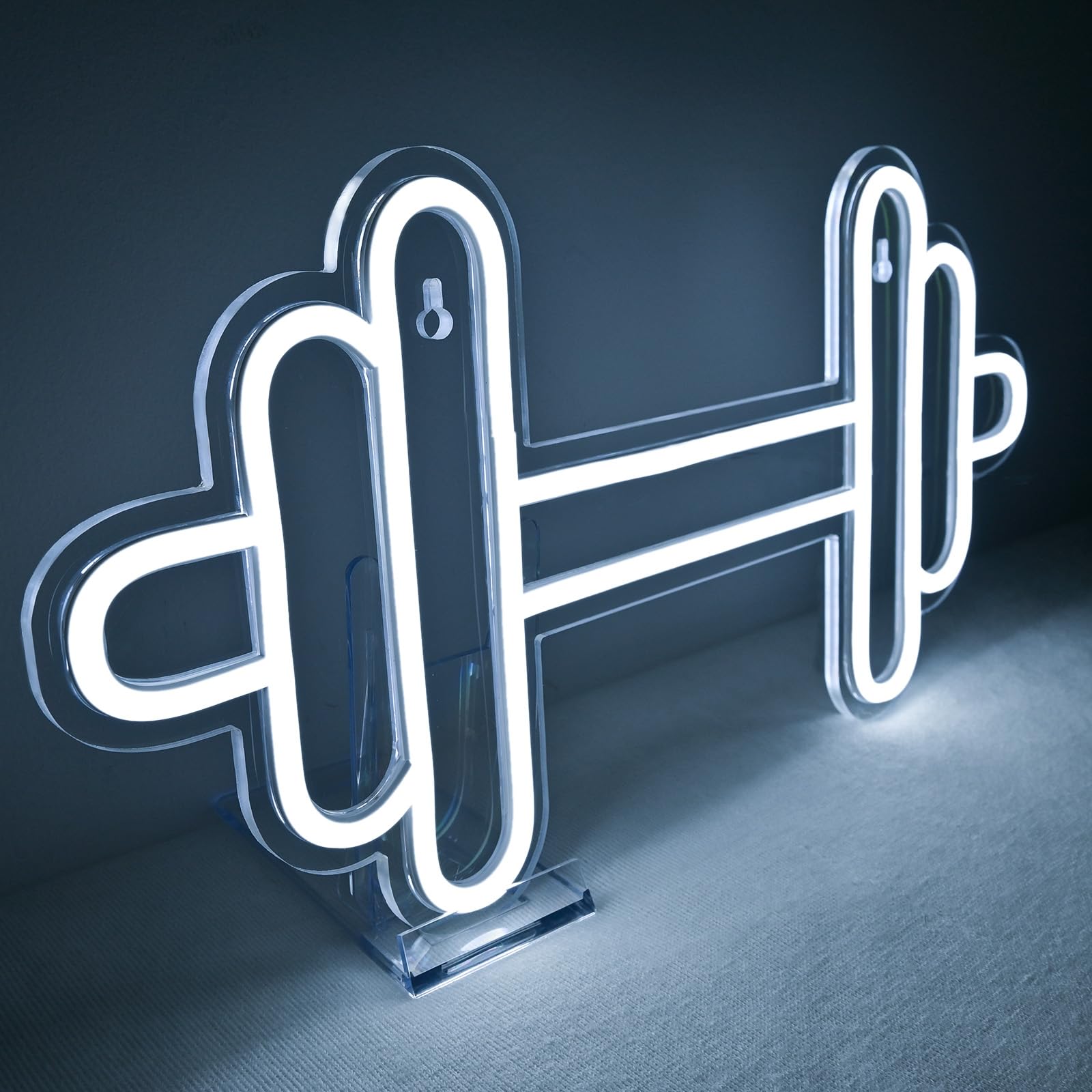 Gym Neon Led Haltères Led Blanc Froid Dimmable Décoration Murale Enseigne Lumineuse Panneau Lumineux Salle de Sport