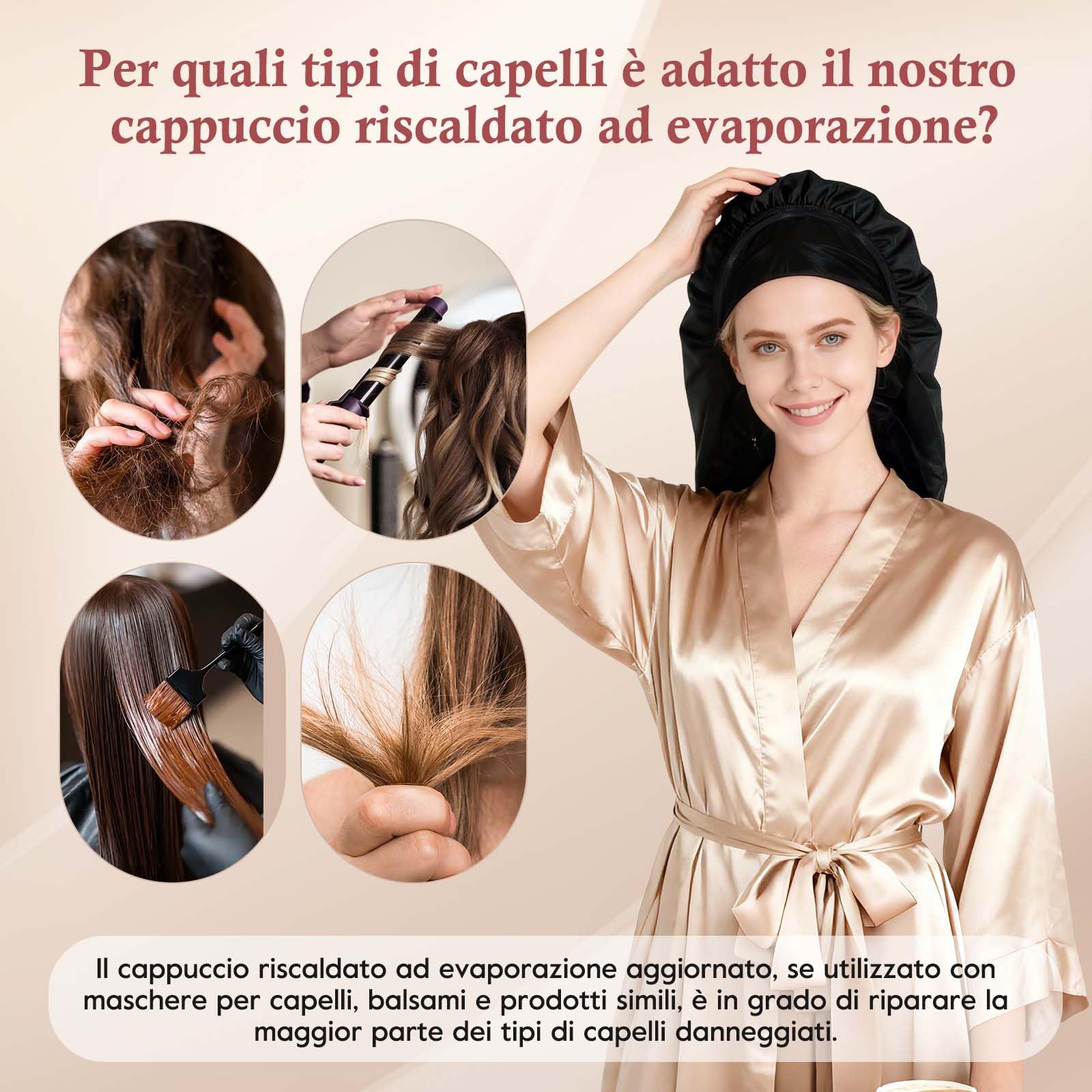DEWEL Cuffia Termica per Capelli, Cuffia Termica per Capelli Henne (Nero) | Versione Estesa, 10 Livelli di Temperatura Regolabili, Adatto per l'Uso in Spa, Saloni e Casa