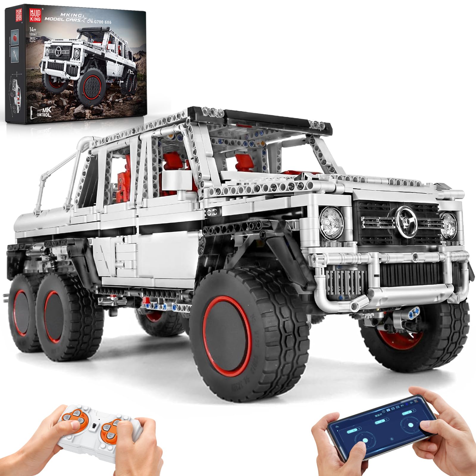 Mould King 13061 Technik Offroad G700 Pickup Kits, 6 x 6 Toy Car, Detailed Model Kit for Off-Road Vehicles, Gift for Boys and Adults, Creative Toy for Children (3825 Pieces)