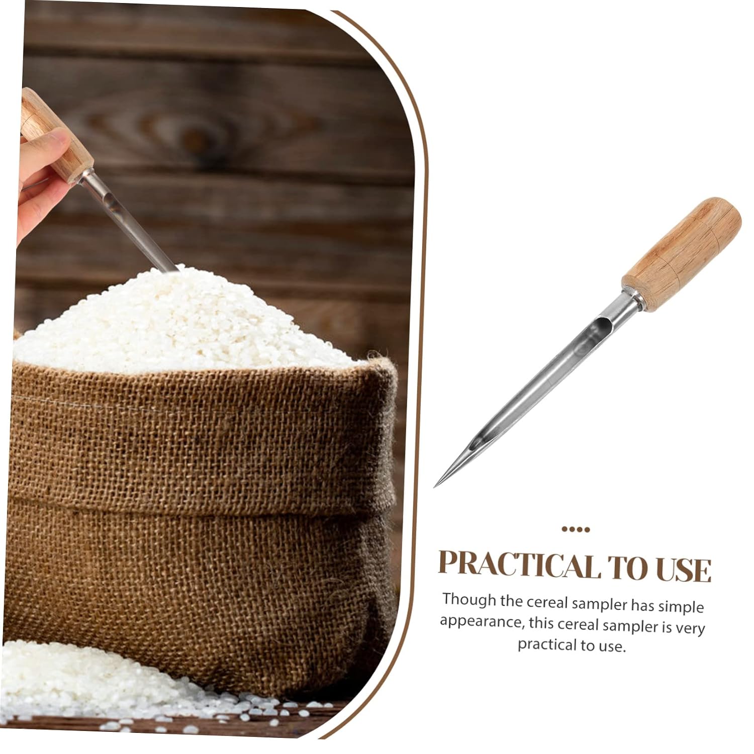 CHILDWEET Functional Grain Sampler Probe Tube for Cereal and Grain Powder Stainless Steel with Comfortable Handle for Easy Sampling Farms and Gardens