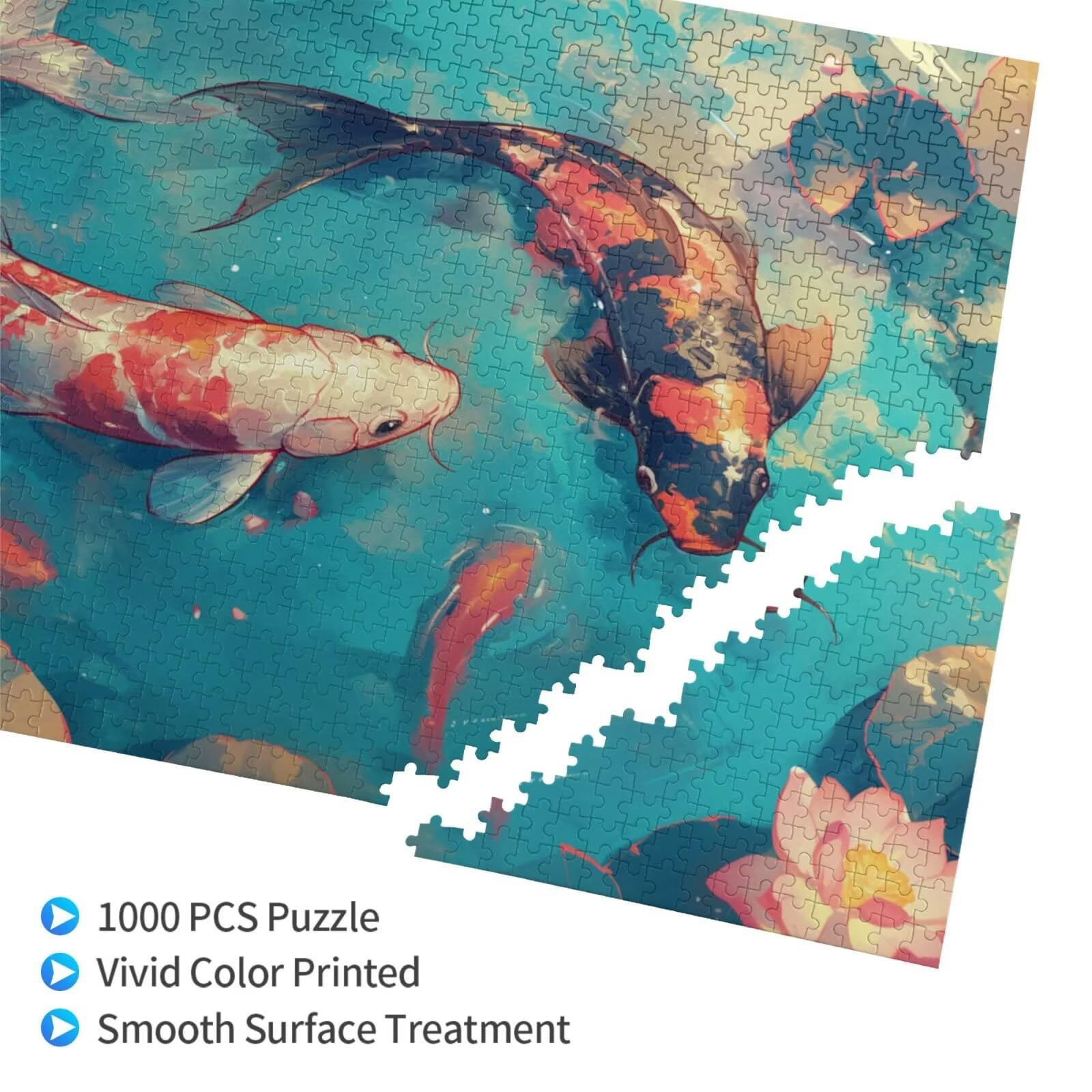 Puzzle kwiatowe, 3000 elementów, ryby koi, puzzle dla dorosłych, z pudełkiem na prezent, "zrób to sam", duże drewniane puzzle dla dorosłych, gra zręcznościowa dla całej rodziny, prezenty dla kobiet