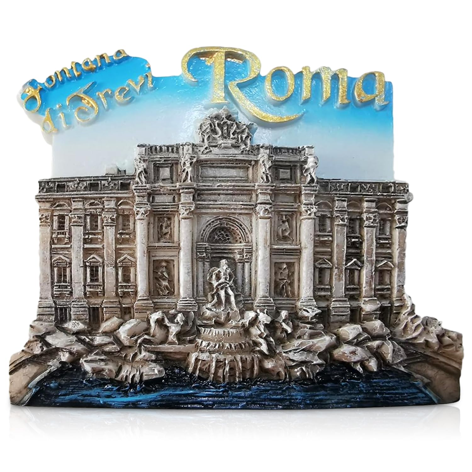 Maxi-Solutions Trevi Fountain Rome Souvenir Magnet – 3D Resin Travel Fridge Magnet, Italy Rome Collectible, 7.5 X 6.1Cm