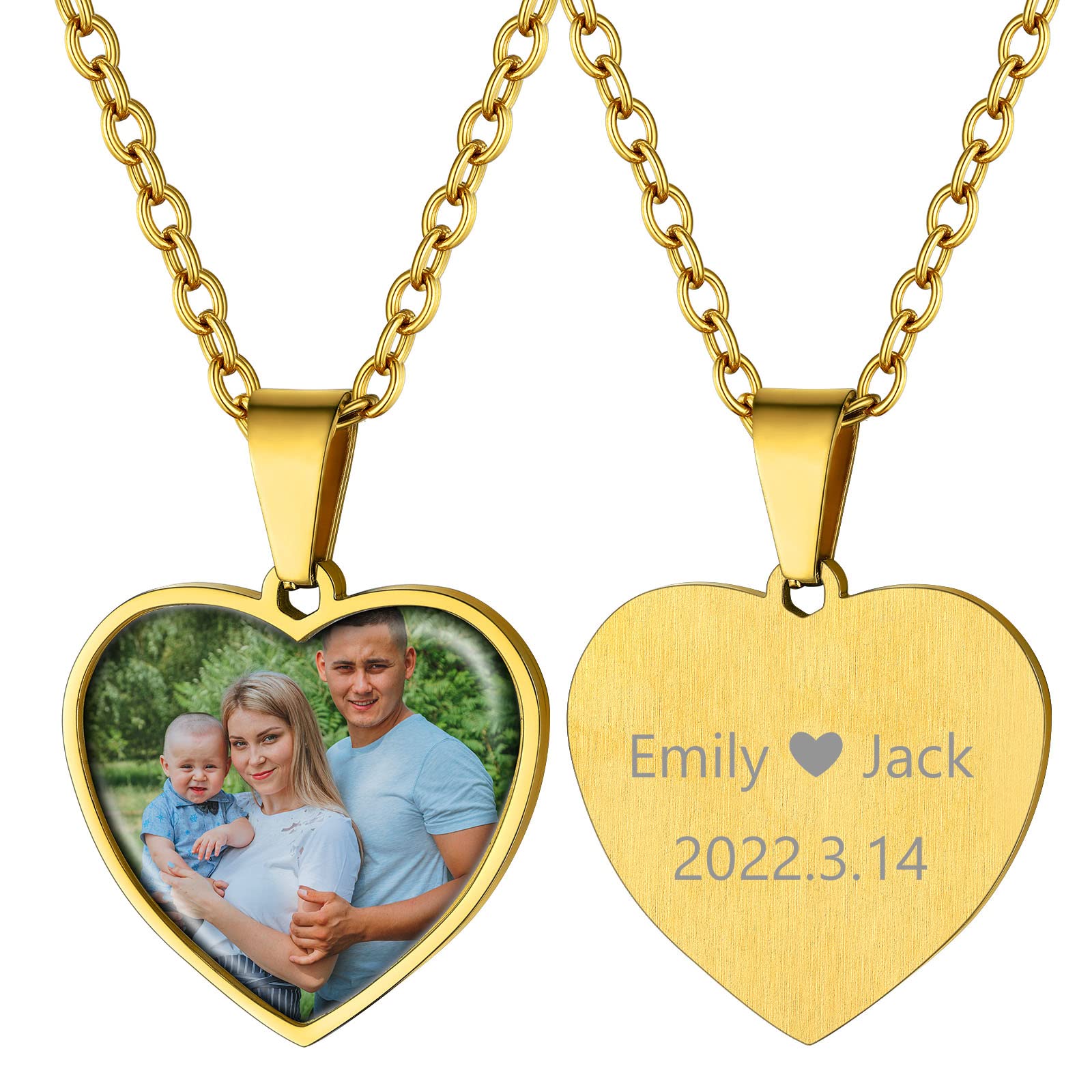 SupcareCollar Mujer Corazon Colgante Foto Personalizado Colgante Acero Inoxidable Grabado Hipoalergénico Regalo de Amigos Familias