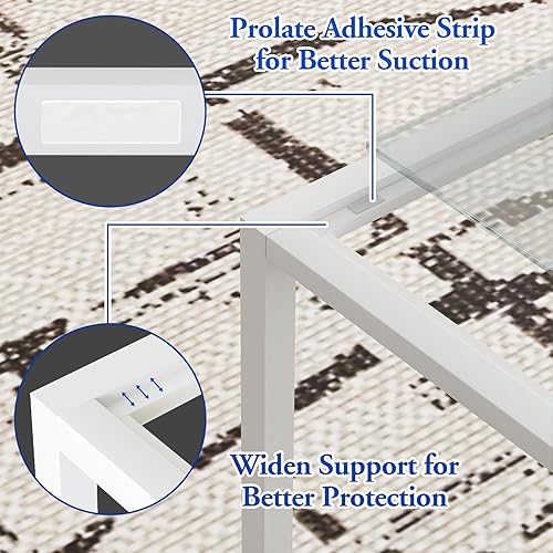 Miniatura 4 de Mesa de café de vidrio cuadrada, mesa de café cuadrada para espacios pequeños, mesa central minimalista moderna para sala de estar, oficina en casa,