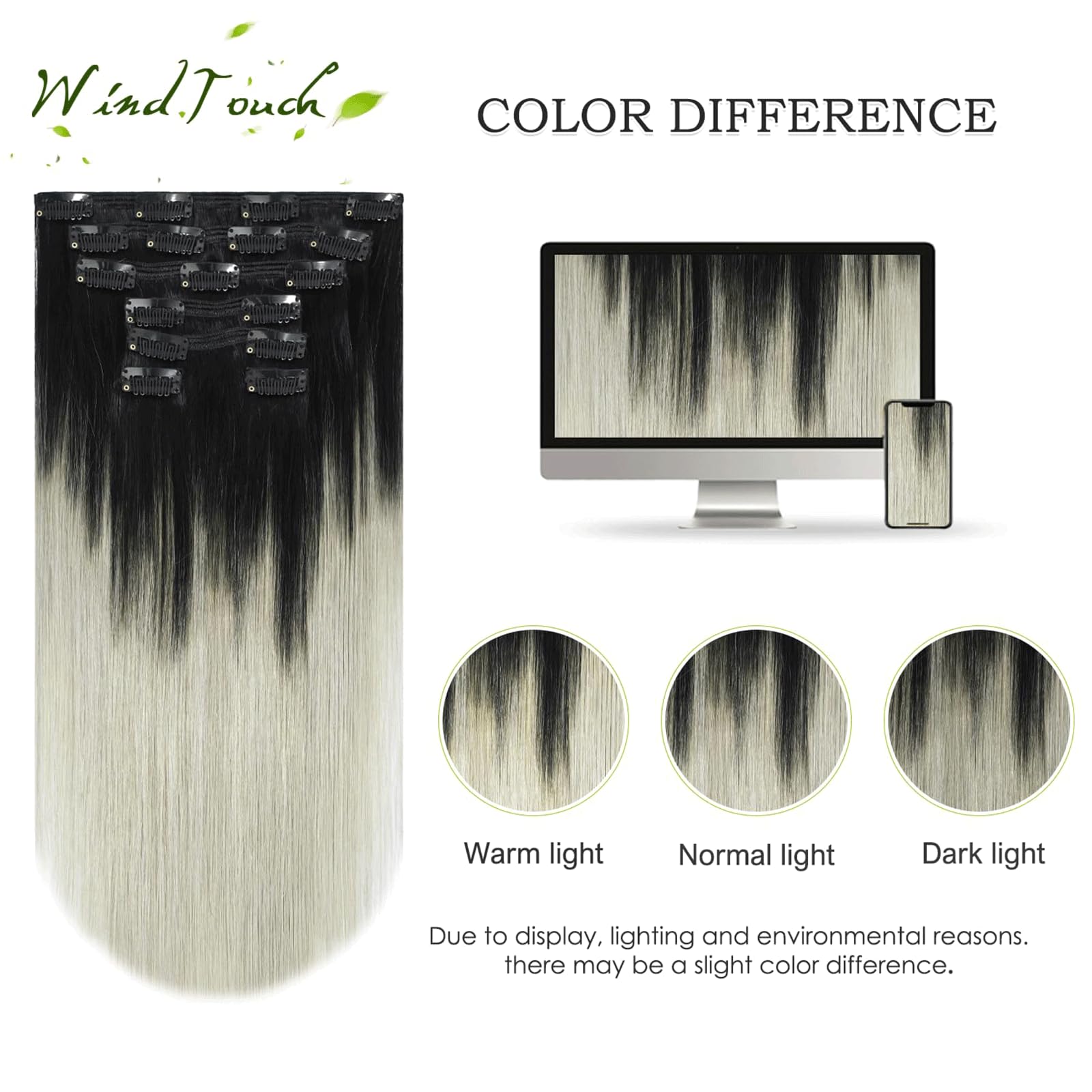 WindTouch Clip in Hair Extensions Human Hair, 15 Inch 75g #4 Medium Brown Hair Extensions for Women Real Human Hair Clip in, Remy Human Hair Extensions Clip ins, Soft Natural Straight — view 44